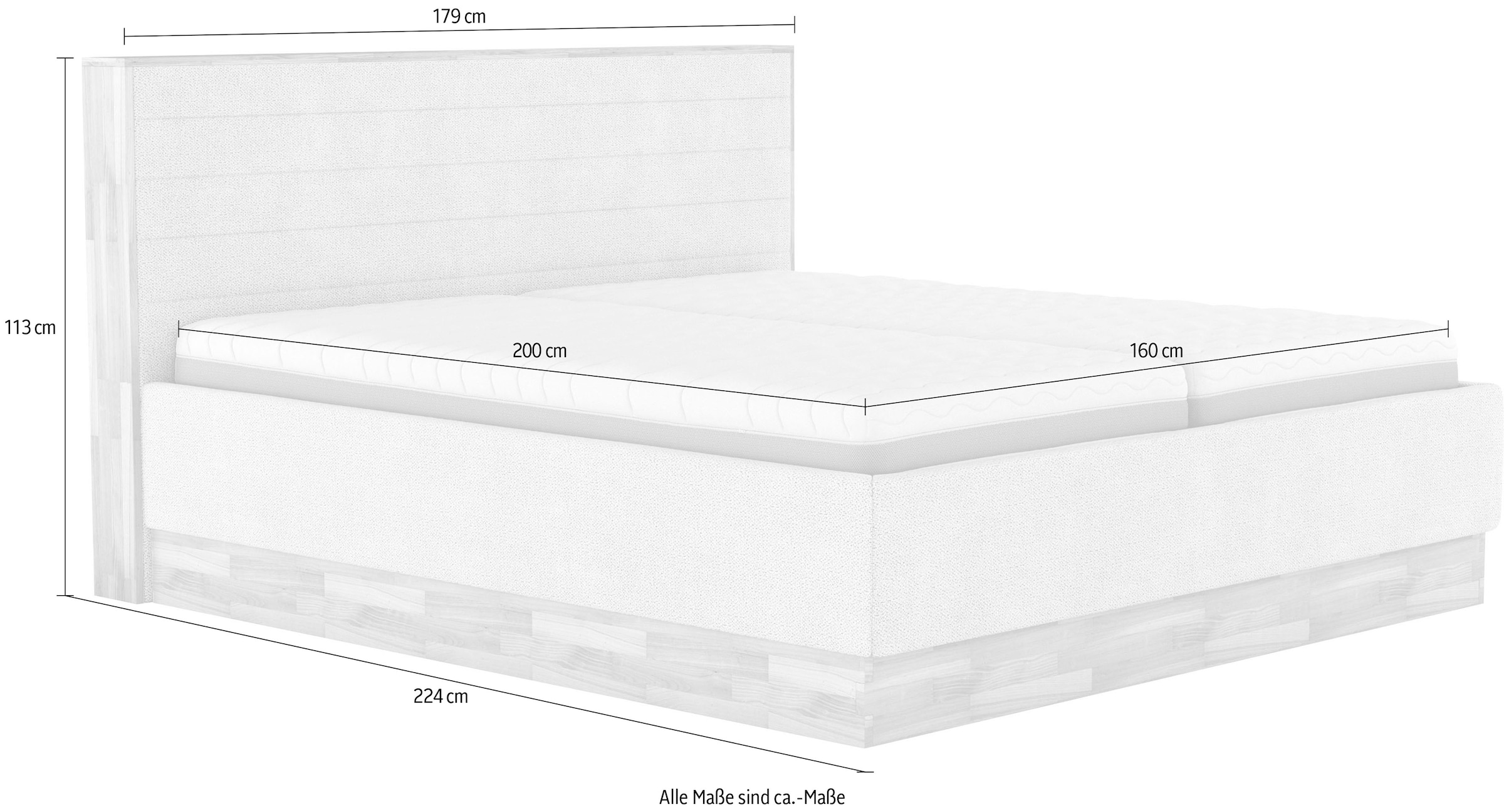 COTTA Lit rembourré »PESETA inkl. Lattenrost und Stauraum, erhältlich in 160cm & 180cm« mit Echtholzleiste und gepolstertem Kopfteil