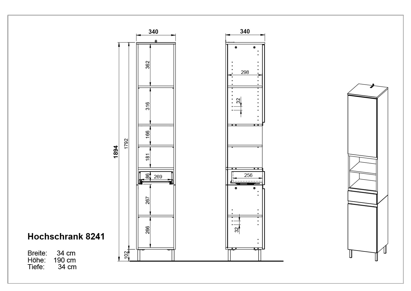 GERMANIA Hochschrank »Scantic« 1 Stk. tlg. mit griffloser Optik