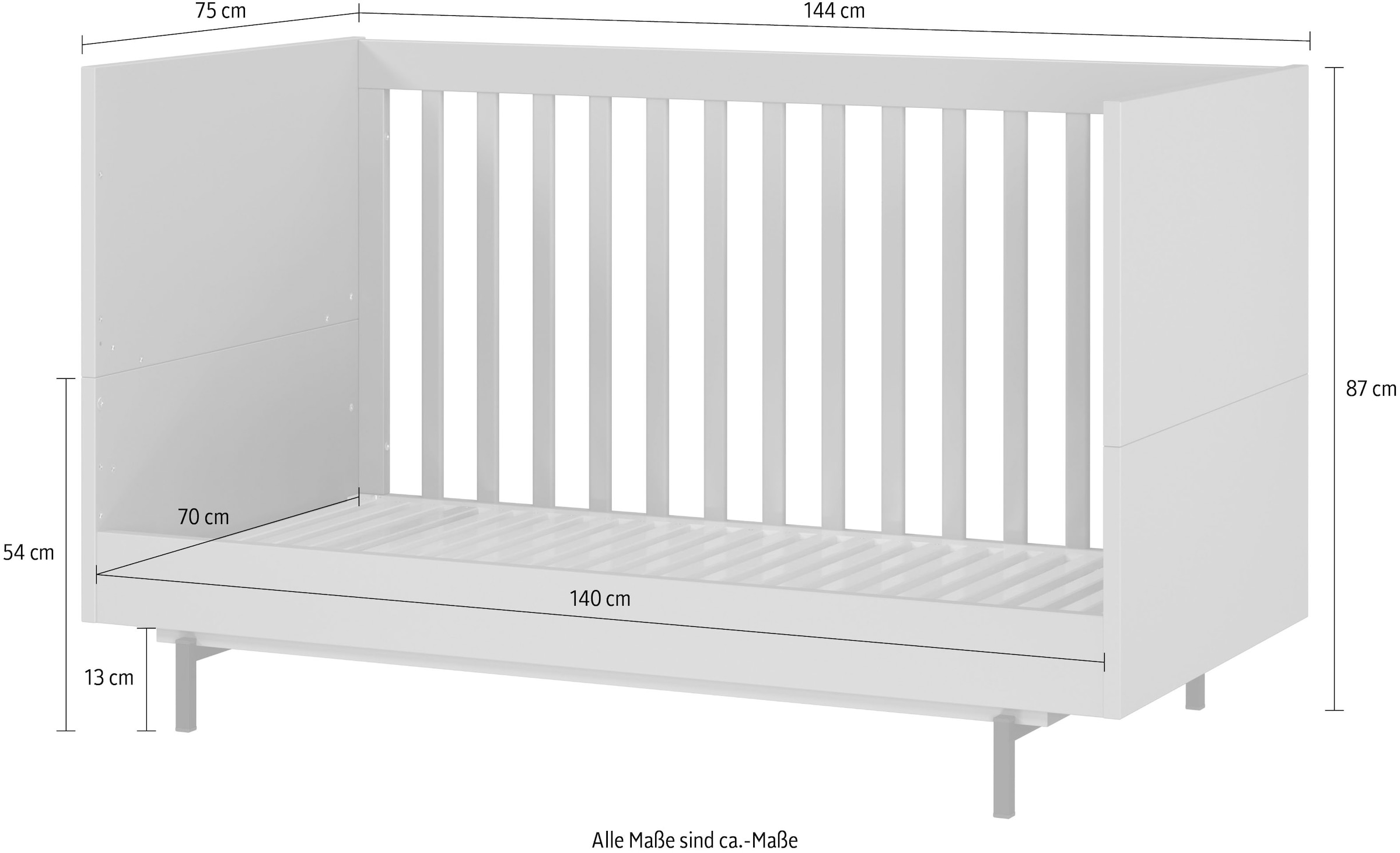 GERMANIA Kinderbett »Tomino in 2 Ausführungen« Set, 2 Stk. tlg. inkl. Umbauseiten, B/H/T 144/87/75 cm, belastbar bis 100 kg