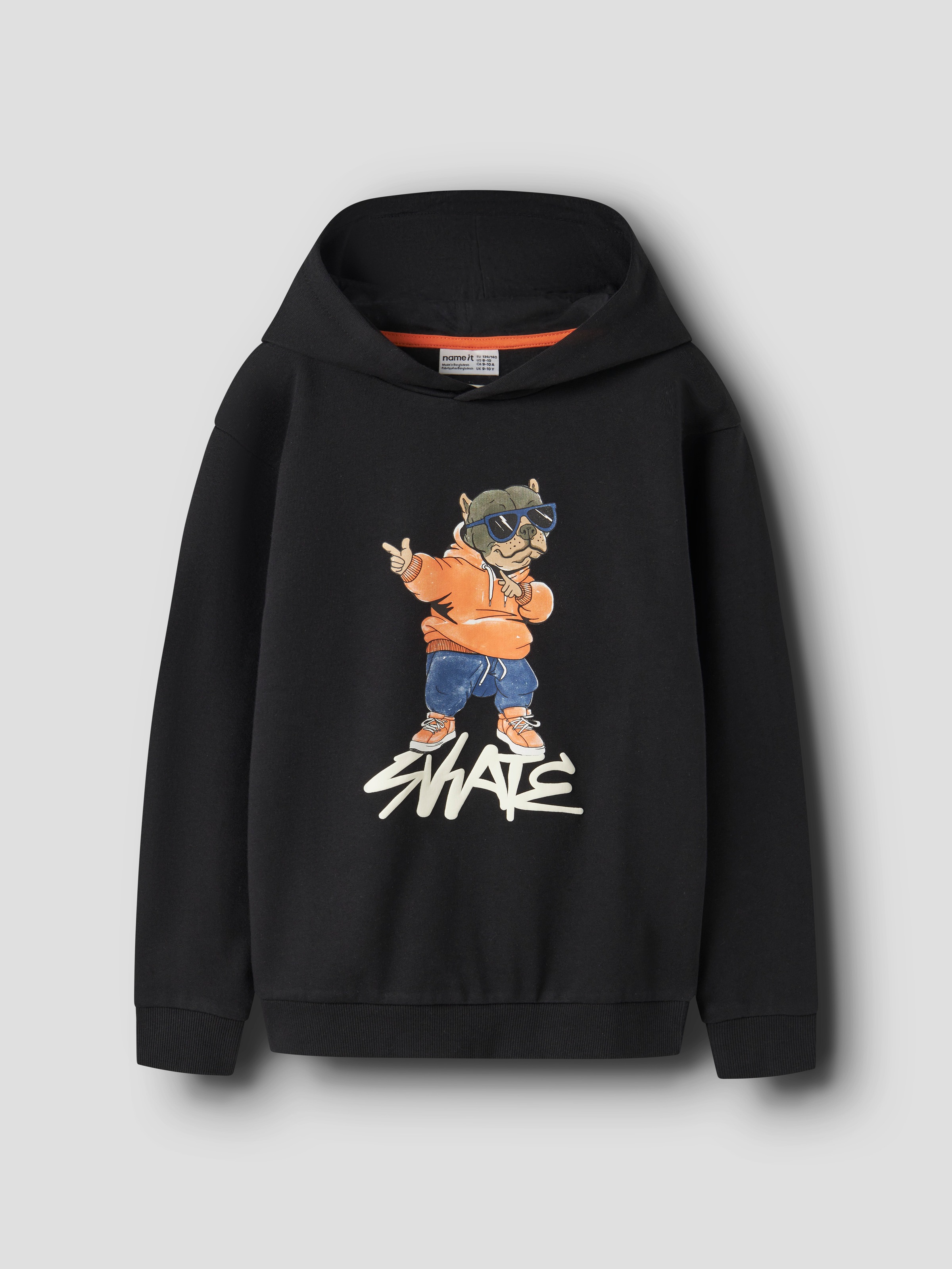 Name It Sweat à capuche »NKMNAVI LS NREG SWEAT WH BRU BOX«, coton, coupe régulière
