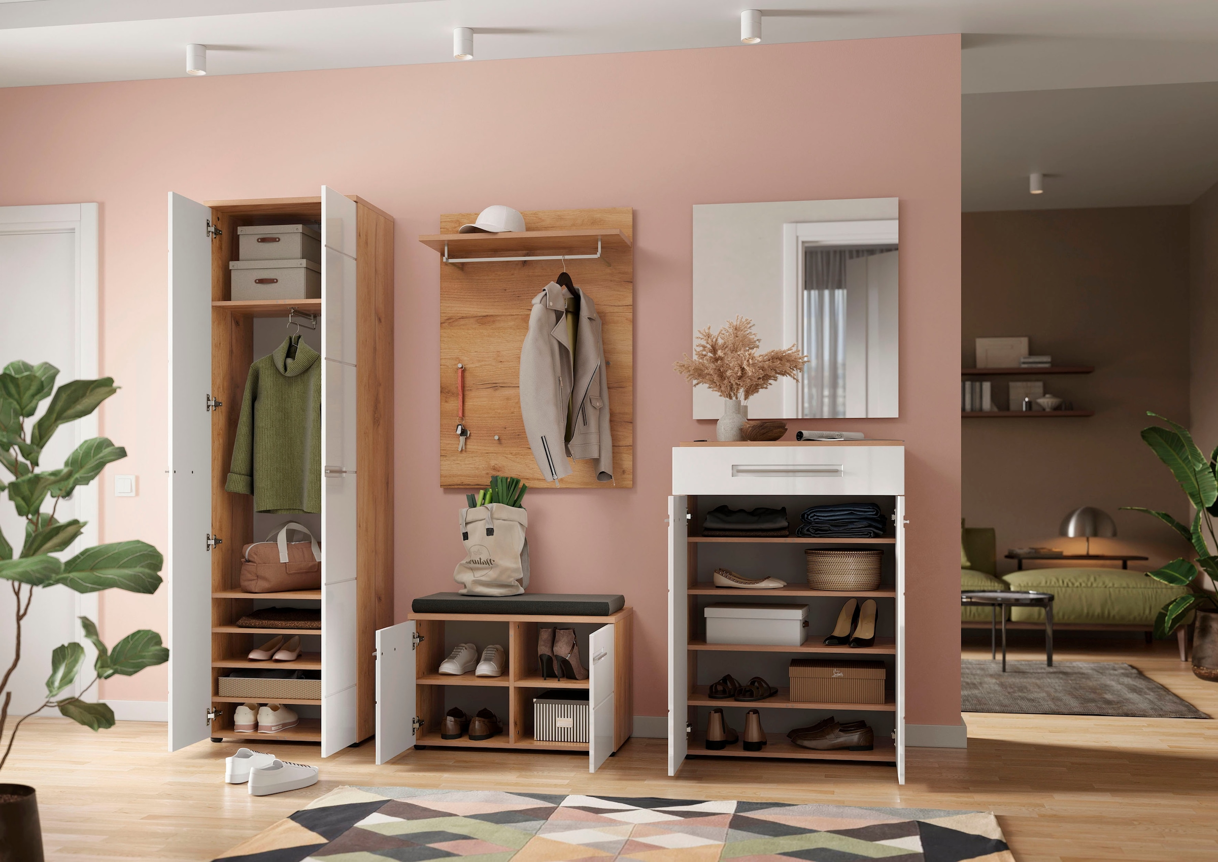 GERMANIA Armoire à chaussures »Aledo« mit Platz für bis zu 15 Paar Schuhe, Fronten in Hochglanz