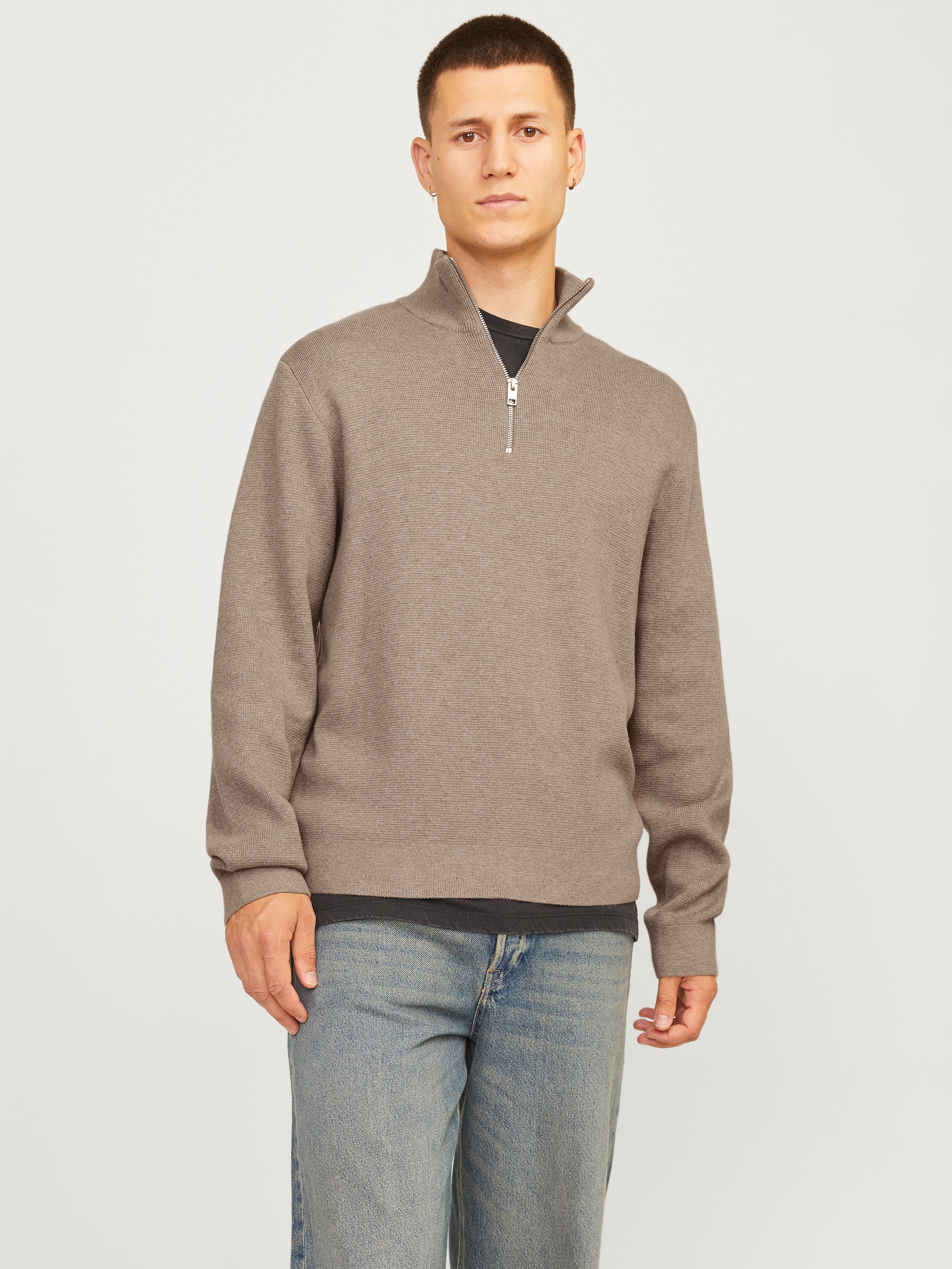 Jack & Jones Troyer »JPRBLAMILANO STITCH KNIT HALF ZIP SN« mit kurzem Reissverschluss