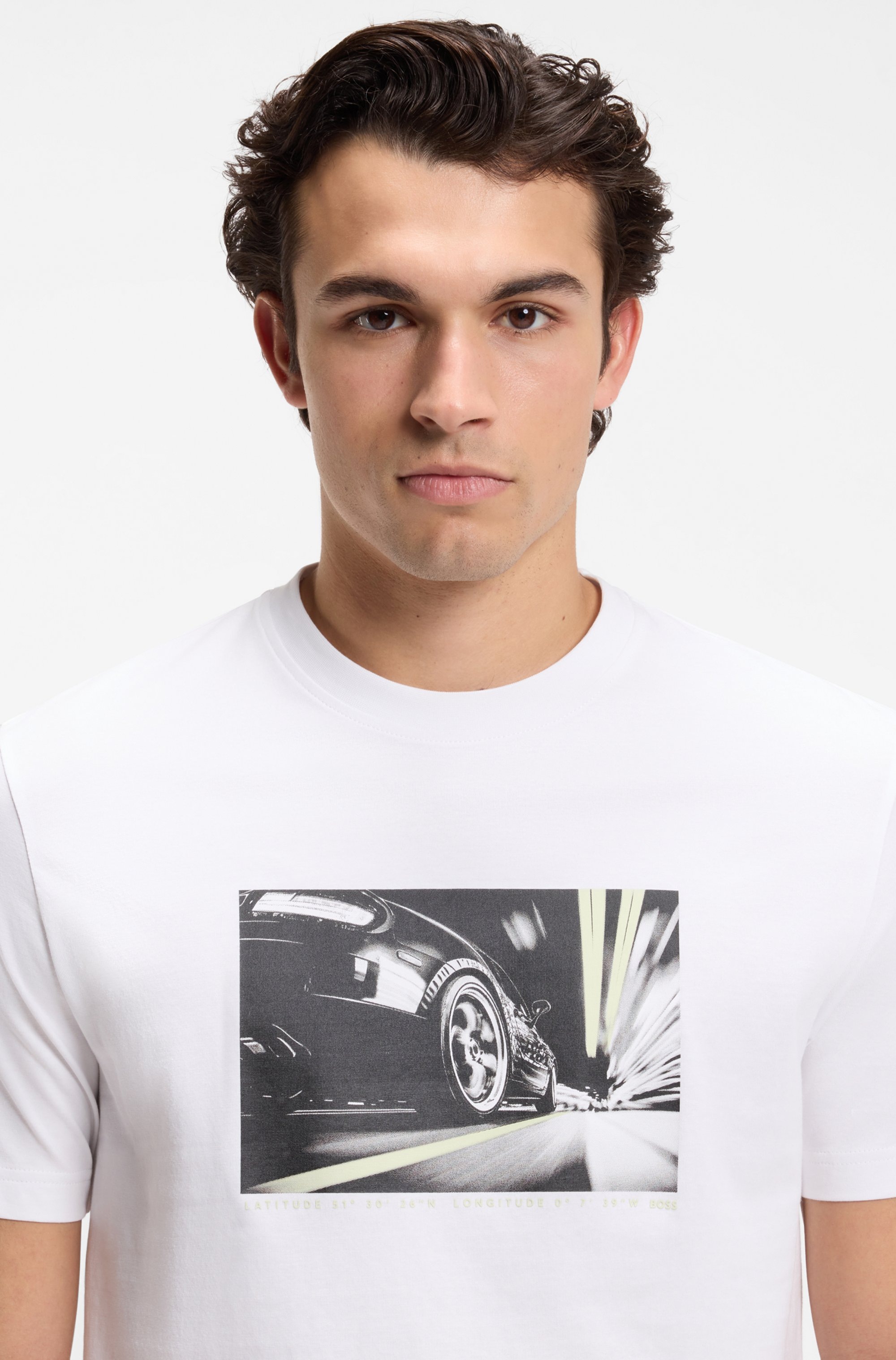 BOSS ORANGE T-Shirt »Te Motors« Fotodruck, reine Baumwolle, Regular Fit