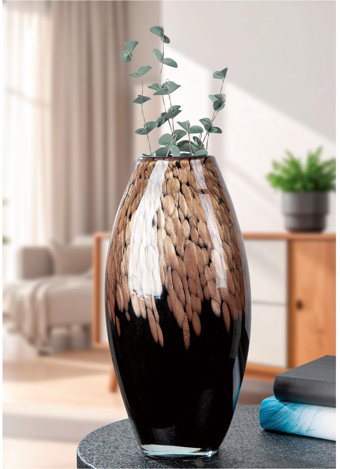 GILDE Vase de table »Glass Art, Vase, "Lemark", Glas, schwarz« vase, Lemark, vase décoratif, design, élégant, moderne, tendance, accroche-regard