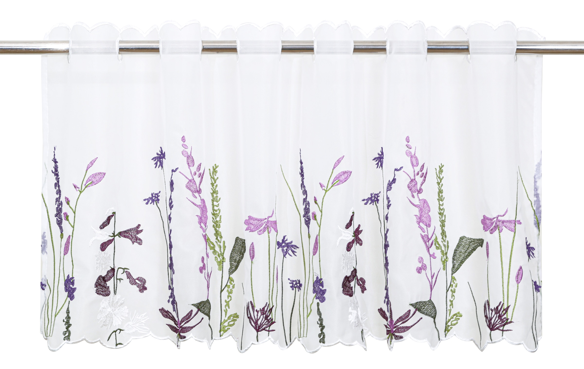 GOODproduct Scheibengardine »Bille« Durchzuglöcher 1 Stk. tlg. transparent, mit einseitiger Stickerei, waschbar, Blumen