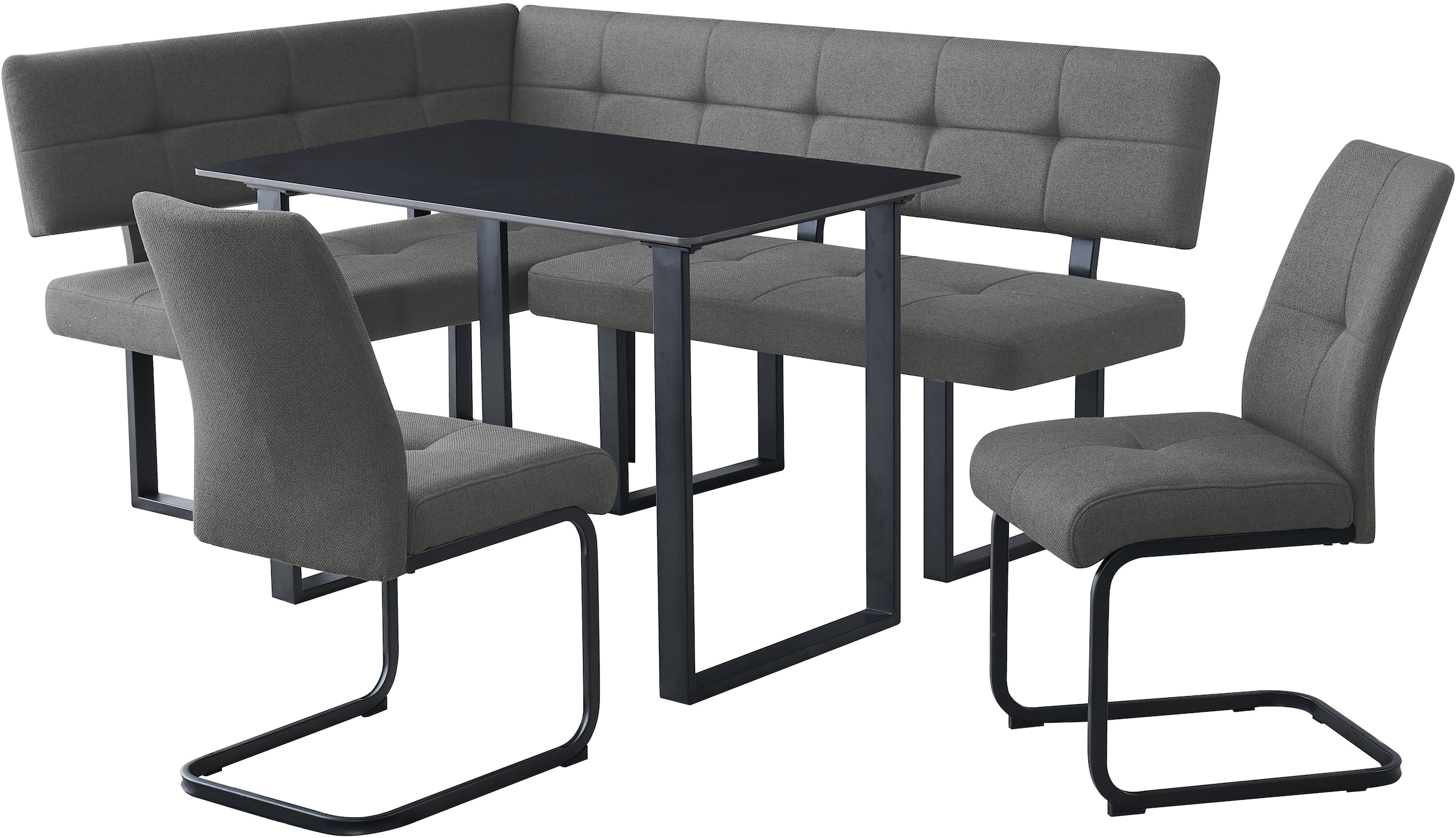 GOODproduct Eckbankgruppe »Alabama« Spar-Set, 4 tlg. Sitzgruppe mit Federkern, 2 Freischwingern und Sinterstein-Tisch