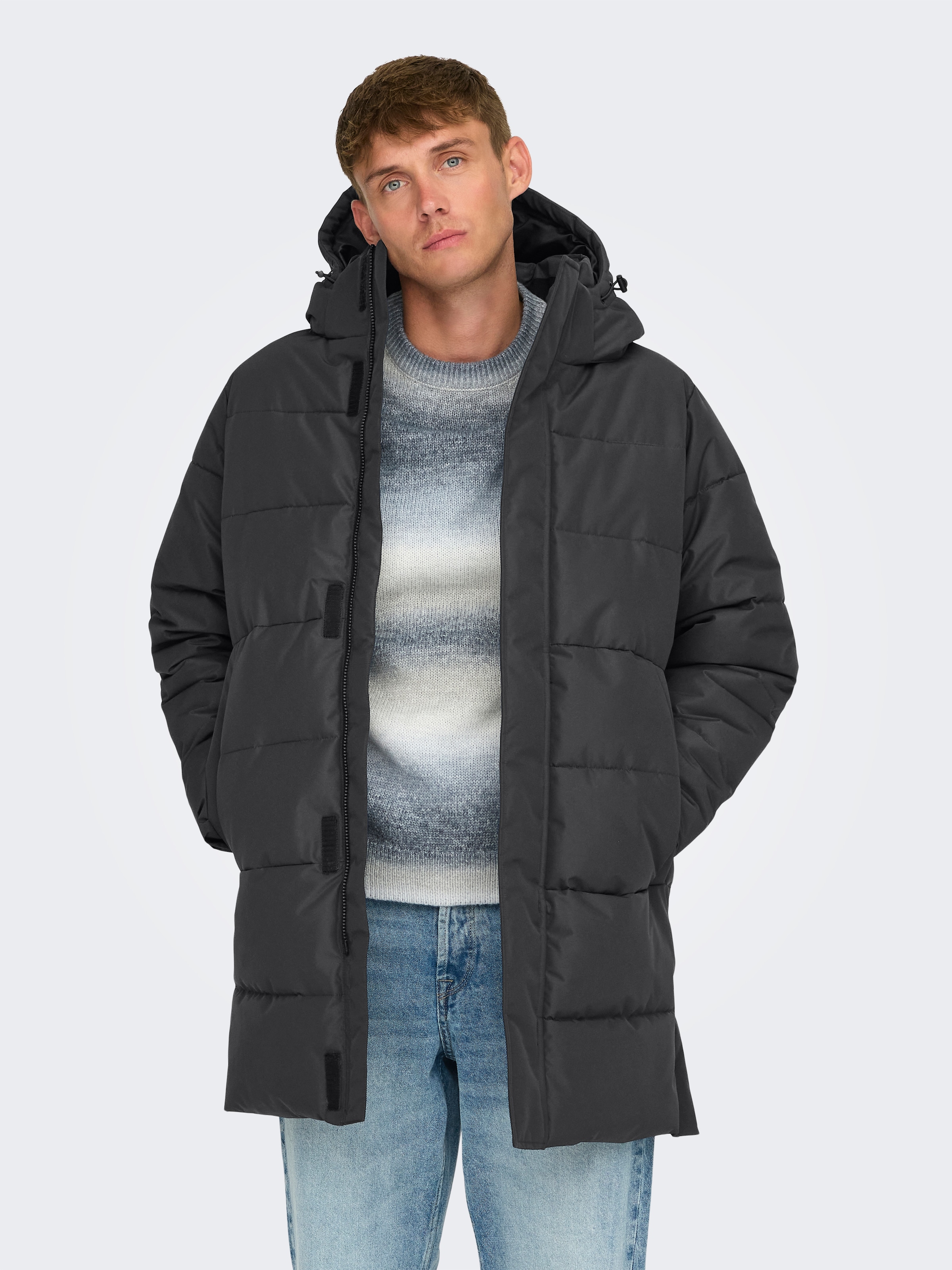 ONLY & SONS Veste matelassée »ONSCARL LIFE LONG QUILTED COAT NOOS OTW« mit Kapuze