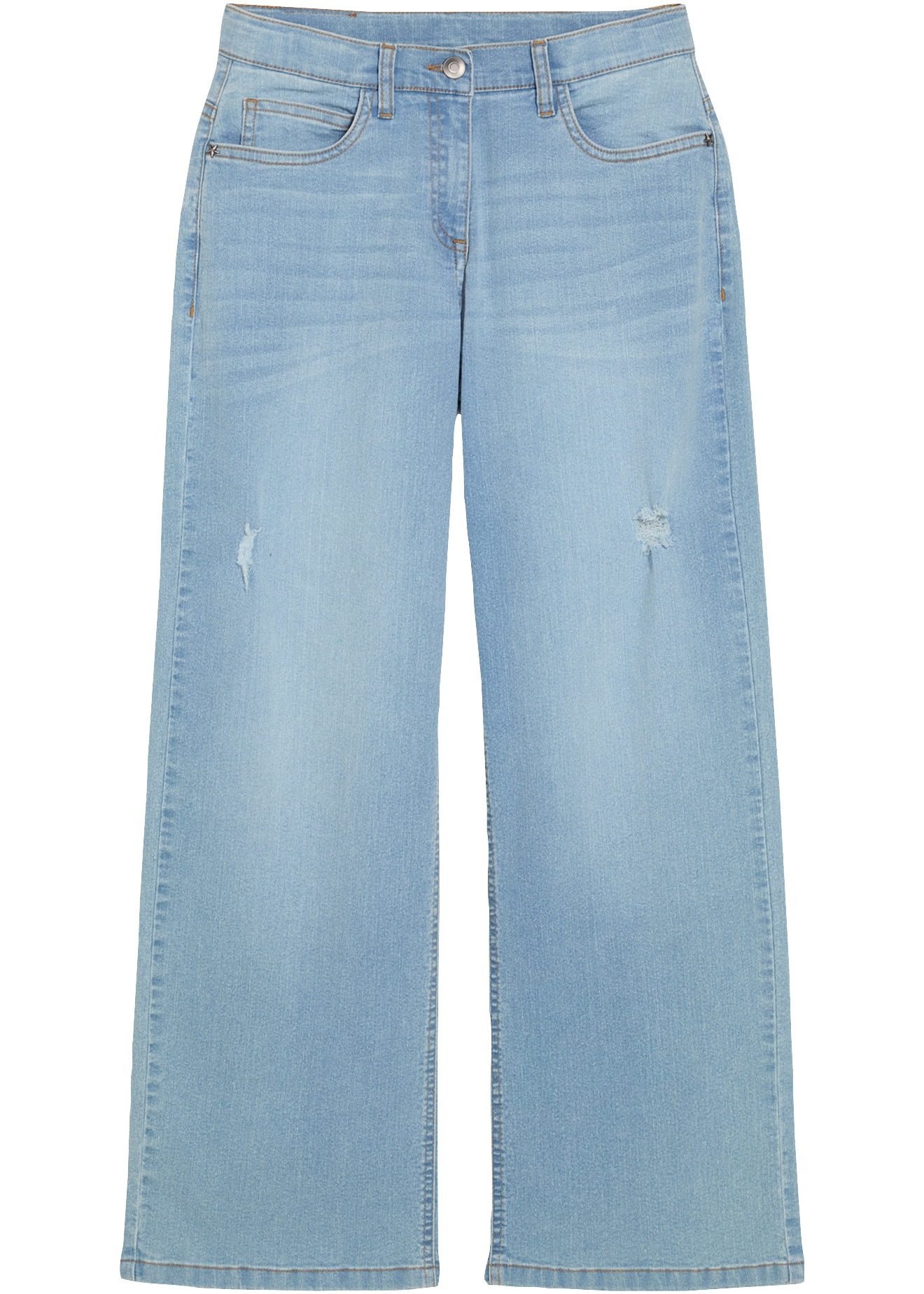 bonprix Jeans large coupe décontractée, taille mi-haute, avec style cinq poches