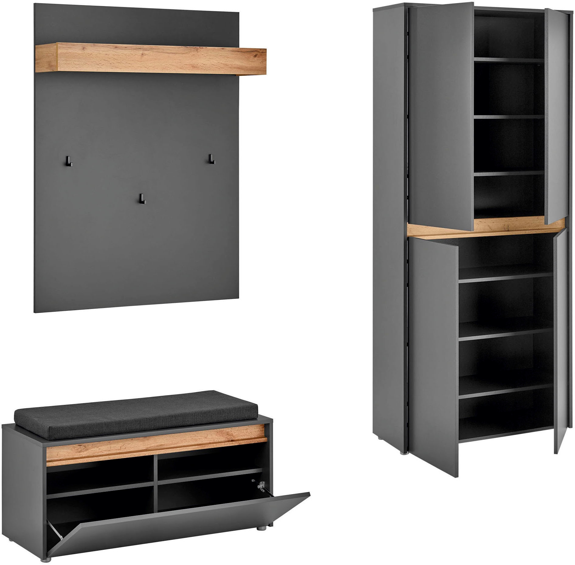 Home affaire Ensemble de vestiaires »City/Giron, moderne Garderobe, viel Stauraum, ca. 40 Schuhe« Ensemble, 3 cuis tlg.
