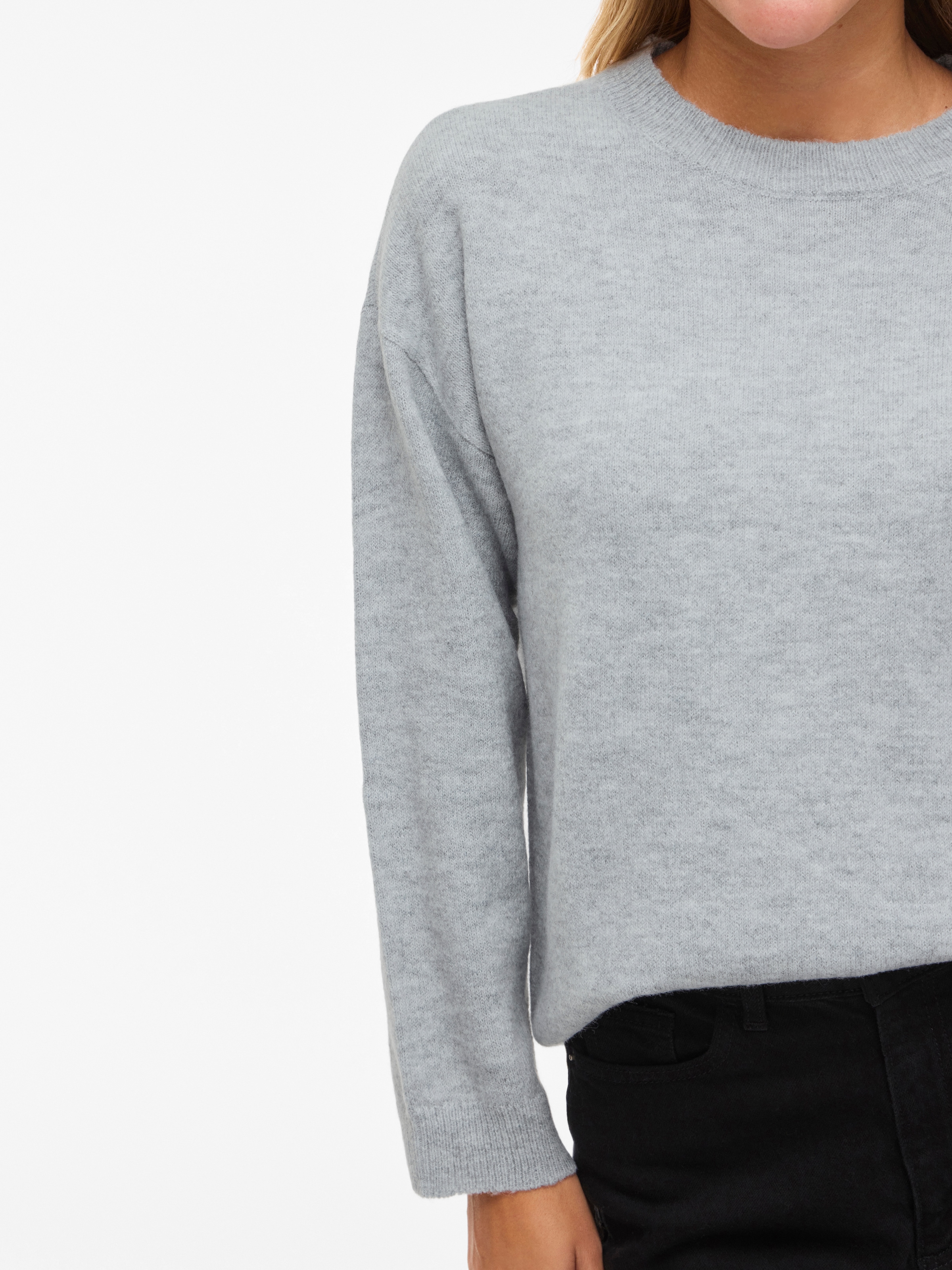 Vila Pull en tricot »VILIGA L/S O-NECK KNIT TOP - NOOS« Materialmix, relaxed fit