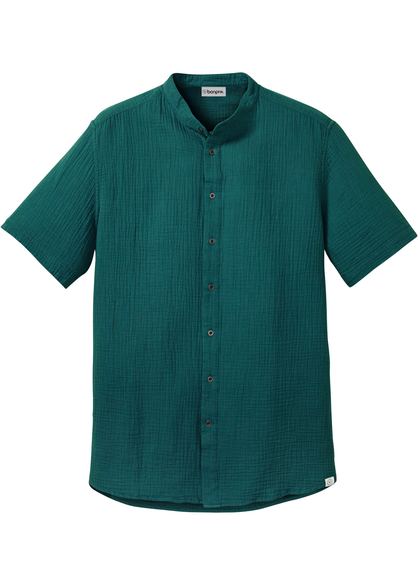 bonprix Chemise à manches courtes Coupe regular, 100% coton, col montant, manches courtes