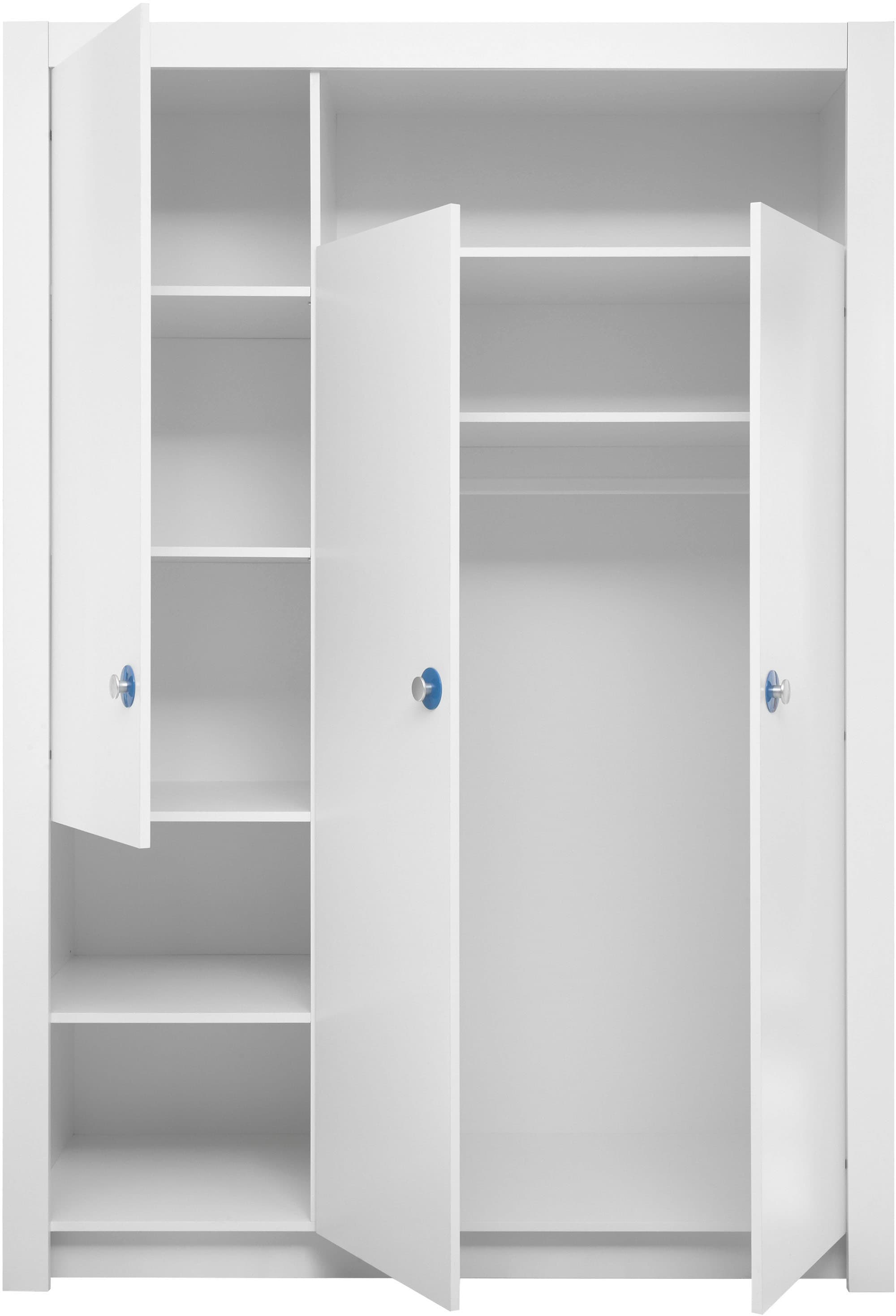 Begabino Drehtürenschrank »Paula Kinderzimmerschrank Kleiderschrank« 3-trg. Weiss, Schrank mit offenen Fächer