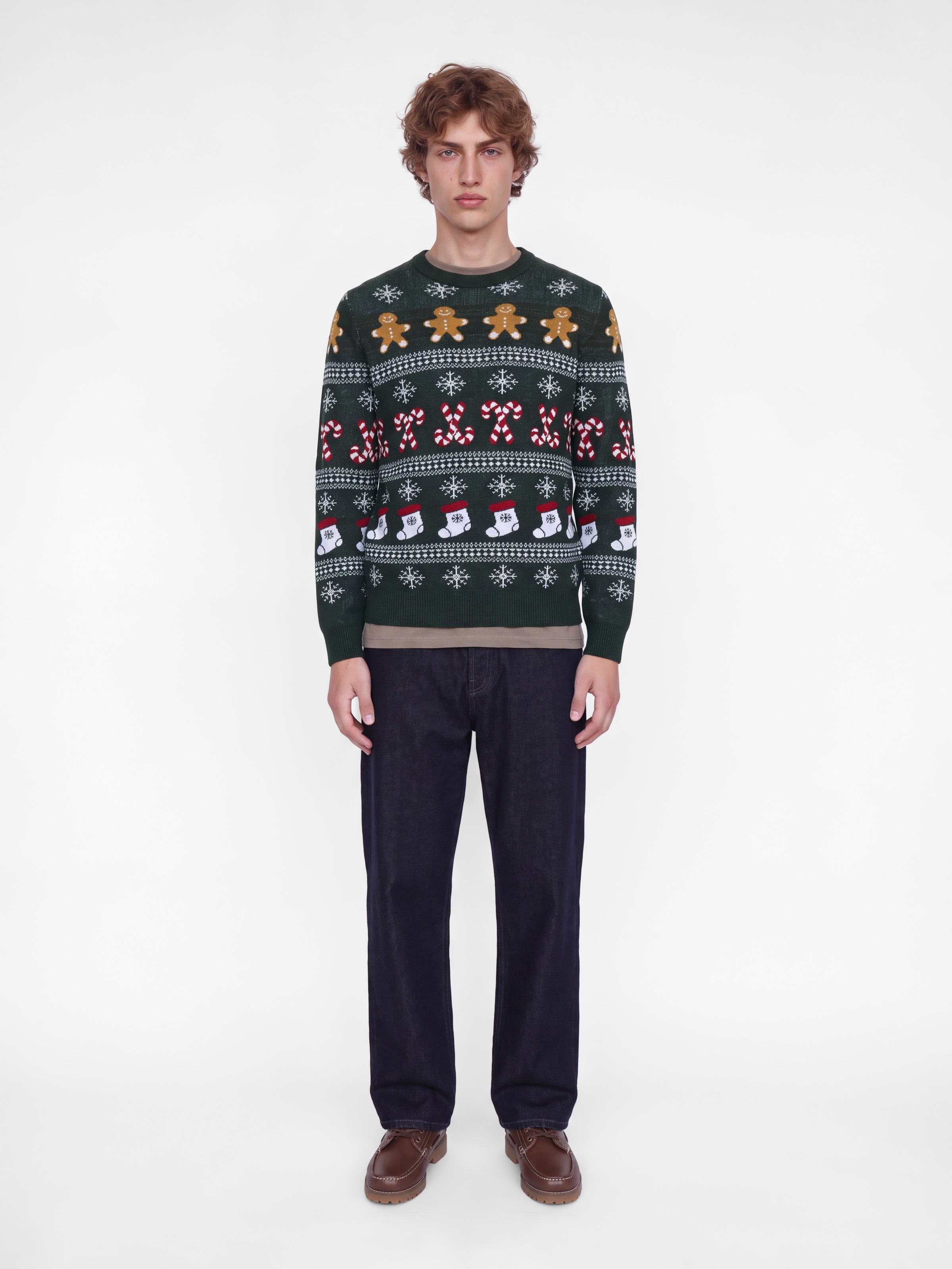Jack & Jones Pull en tricot »JJXMAS SANTA KNIT CREW NECK« Kunstfaser, regular fit