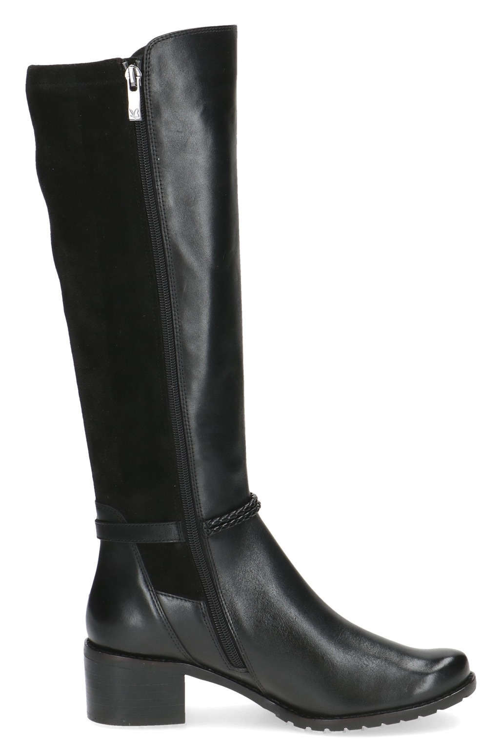 Caprice Bottes  , talon bloc, bottes hautes à tige longue, bottes business avec bande tressée