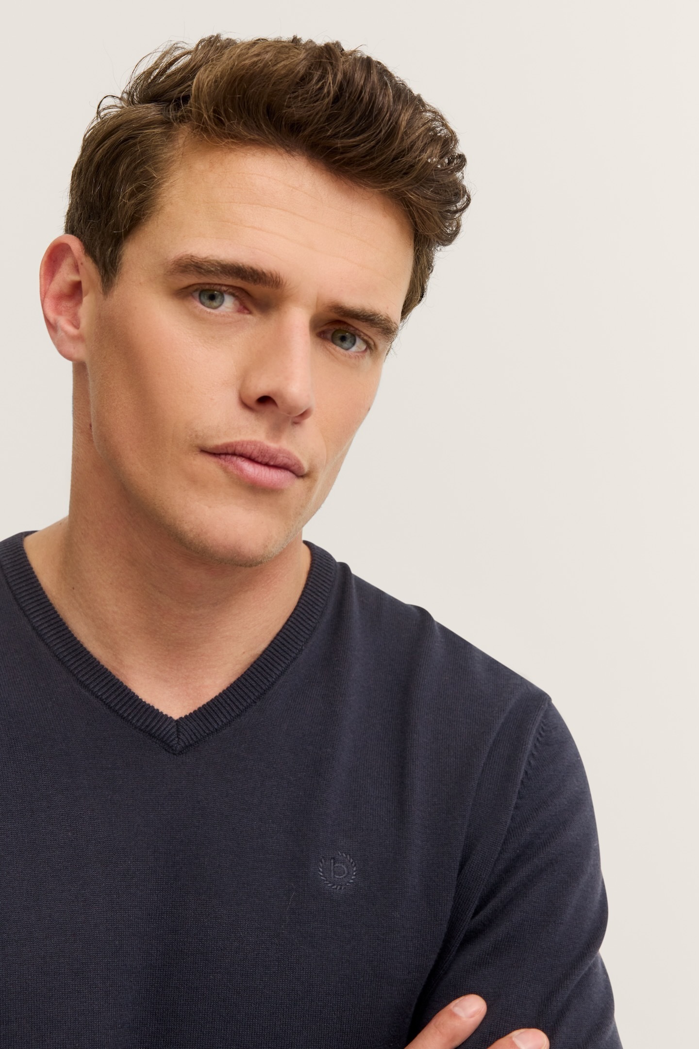 bugatti Pull col V »Basic Essential« aus reine Baumwolle