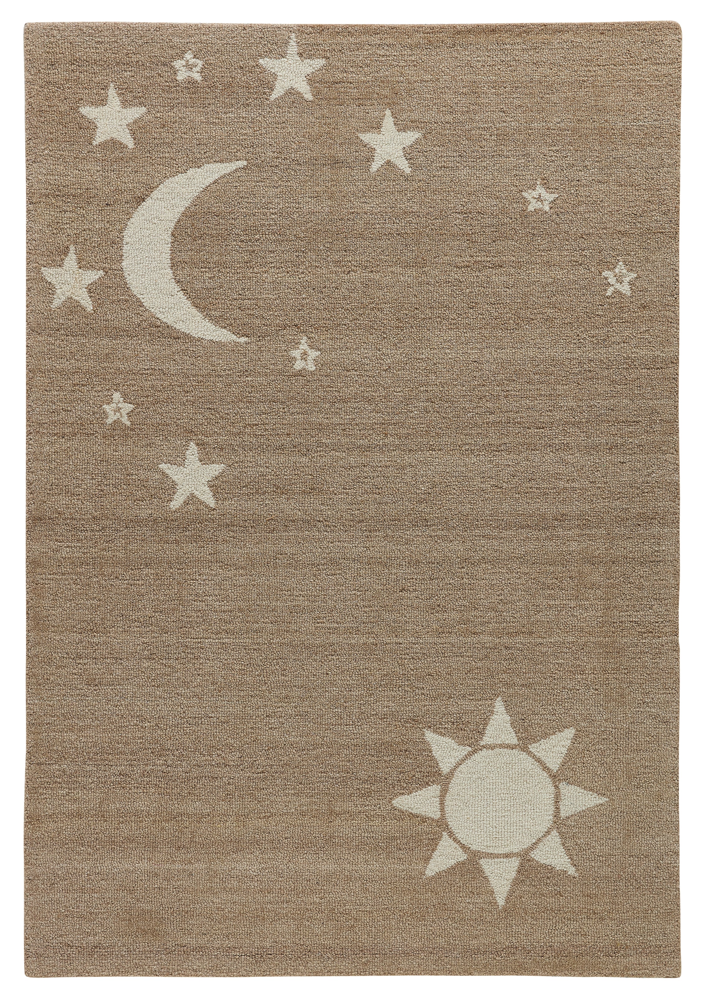 THEKO Kinderteppich »Gaia Kids Sky« rechteckig 10 mm Höhe getuftet, reine Schurwolle, Motiv Mond & Sterne, Kinderzimmer