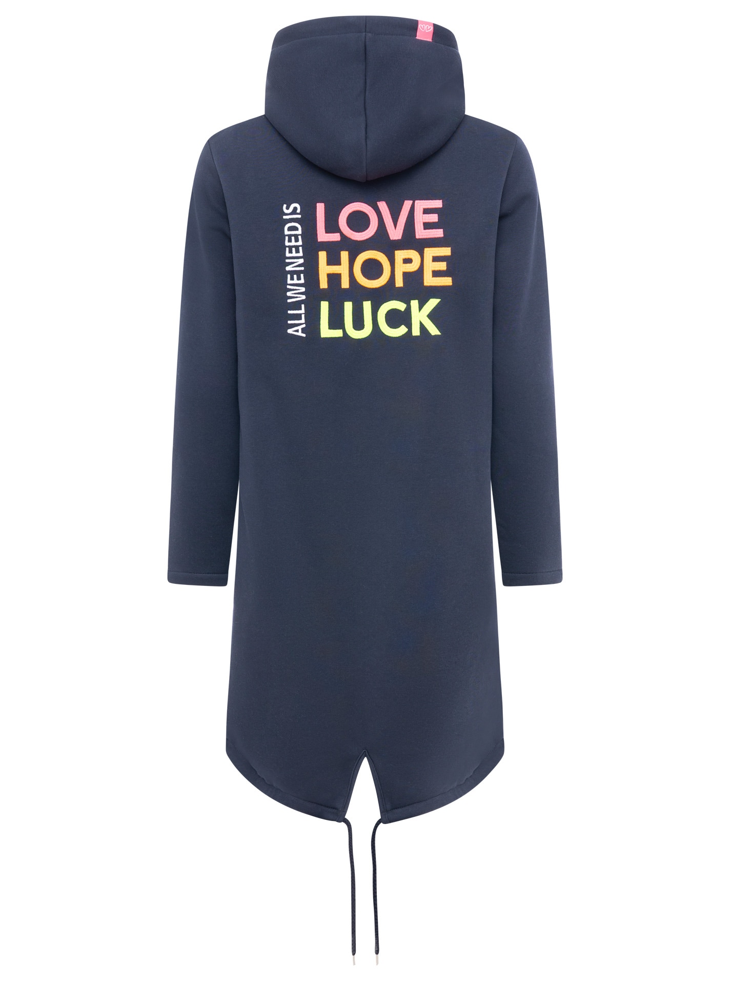 Zwillingsherz Manteau en jersey Regular Fit, Langarm, Kapuze, Reissverschluss, Neon-Stickerei