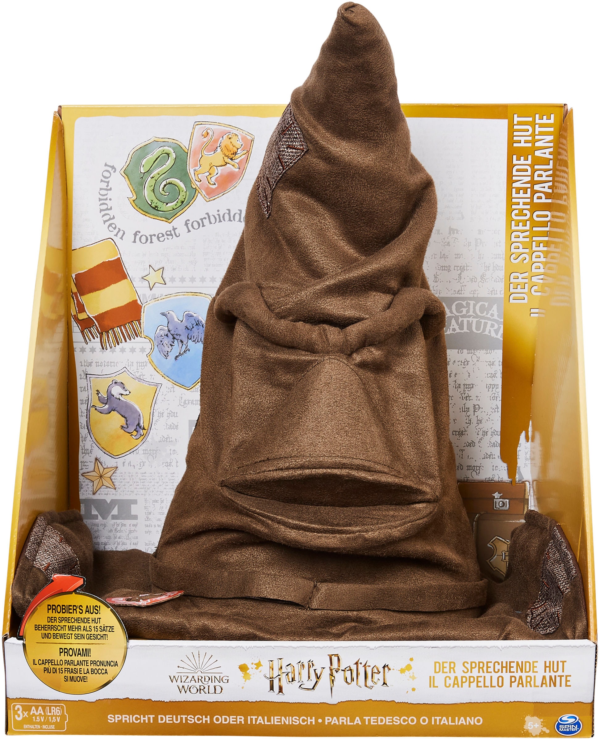 Spin Master Spielfigur »Wizarding World - Sprechender Hut (zweisprachig DE+IT)« mit Geräuschen und Bewegungen