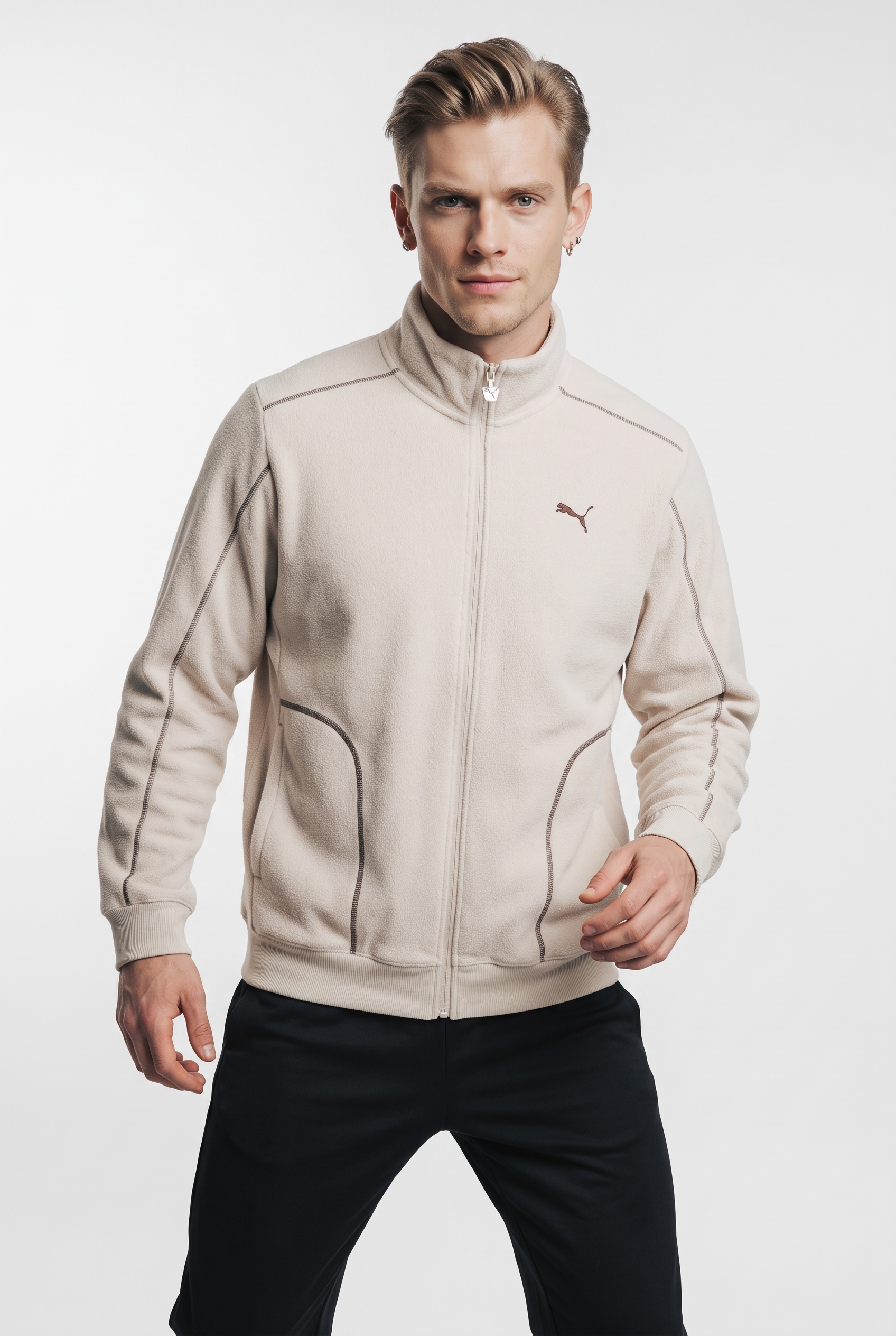 PUMA Veste d'entraînement »ESS ELEVATED RELAXED WINTERIZED TRACK JACKET« sans capuche avec poches fendues, coupe décontractée