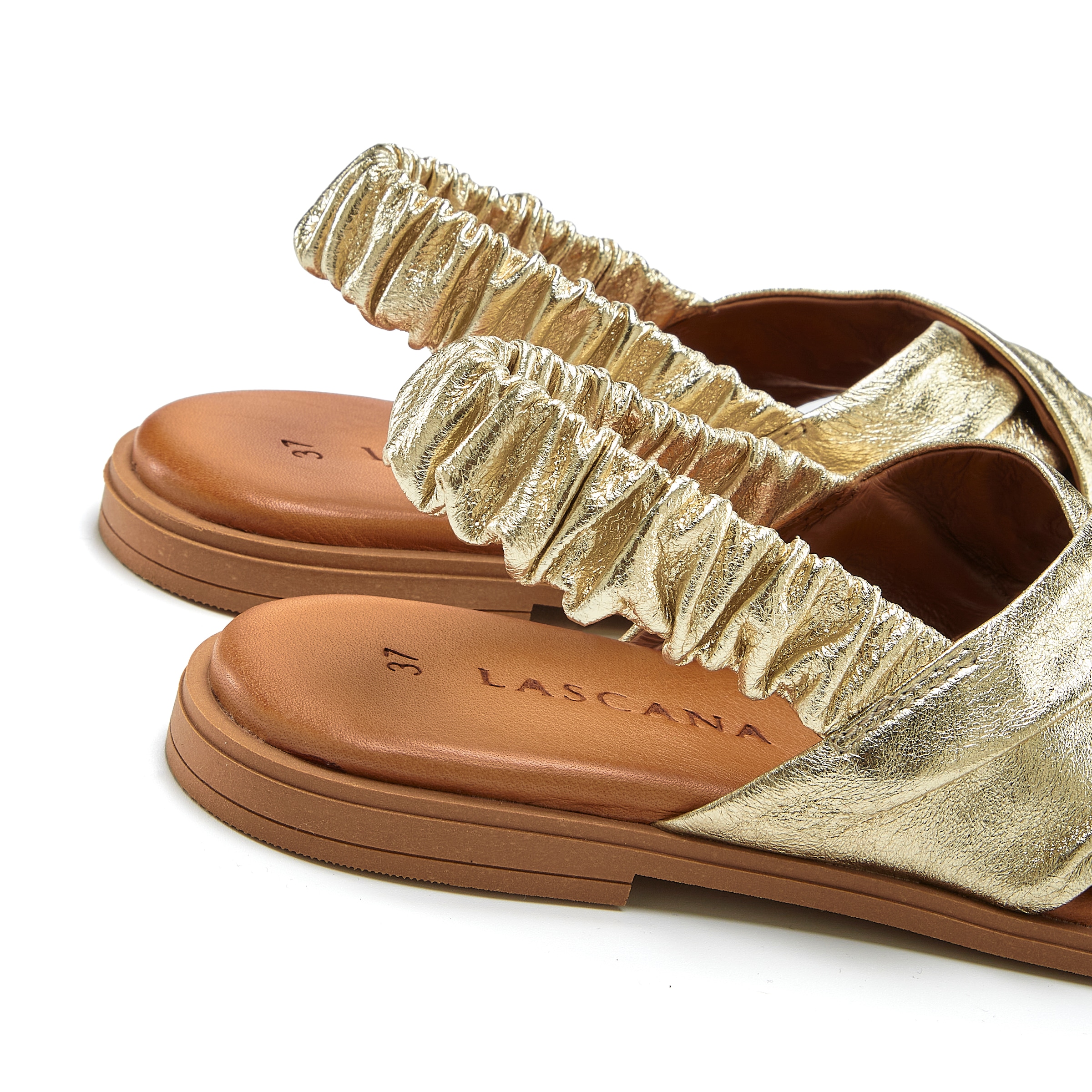 LASCANA Sandale »Sandalette, Sommerschuh, offener Schuh, Pantolette«  en cuir avec brides élastiques