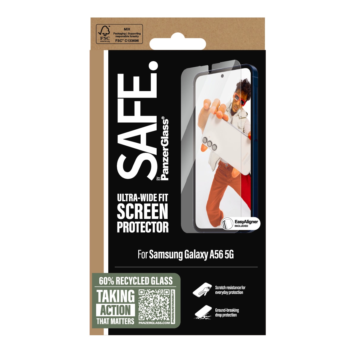 SAFE by PanzerGlass Verre de protection d'écran »Ultra-Wide Fit Screen Protector« für Samsung Galaxy A56 5G Displayschutzfolie, Schutzfolie, Bildschirmschutz, kratz- & stossfest