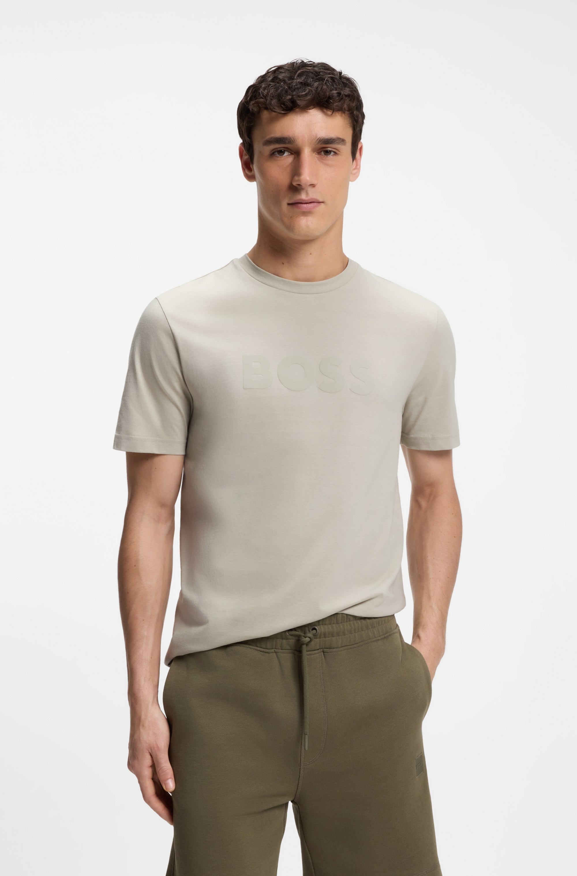 BOSS ORANGE T-Shirt Rundhalsausschnitt, Regular Fit, grosser Logodruck