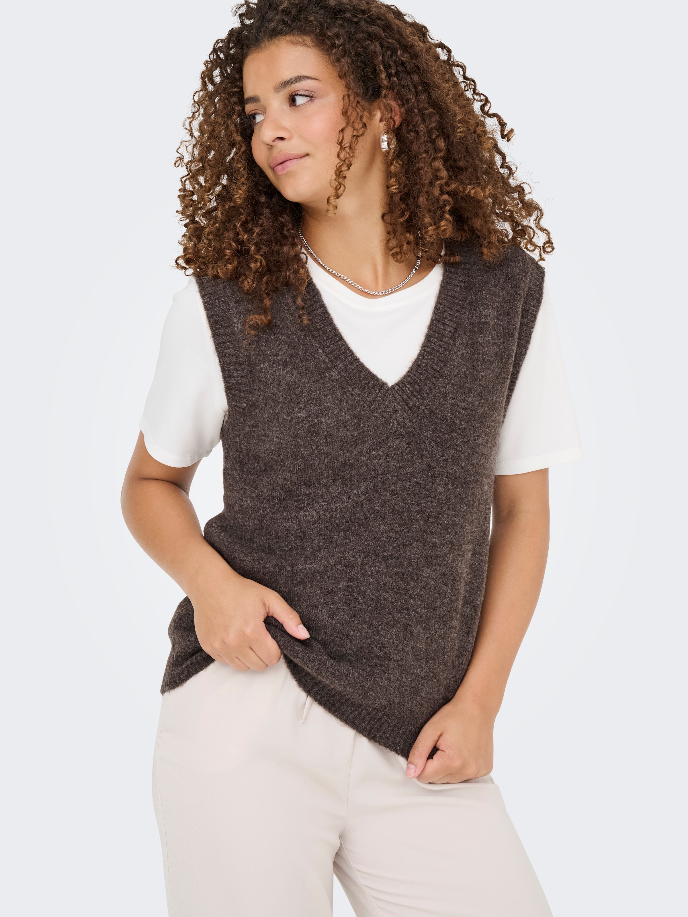 JDY Pull-over »JDYELANORA S/L VN VEST KNT NOOS« mélange de matières avec stretch