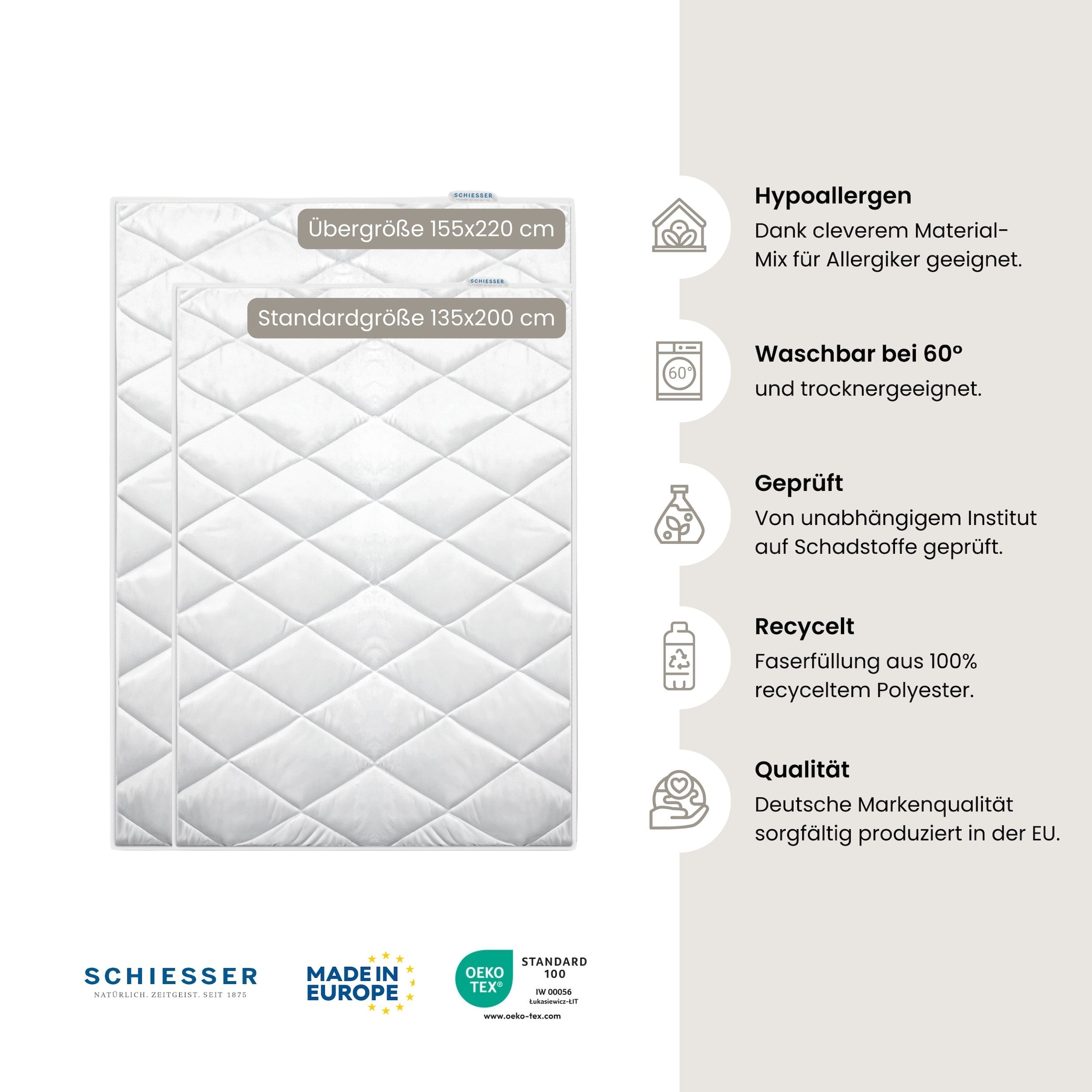 Schiesser Microfaserbettdecke »Hygge leichte Ganzjahressteppdecke mit flauschiger Füllung« normal 1 Stk. tlg. STANDARD 100 by OEKO-TEX® zertifiziert