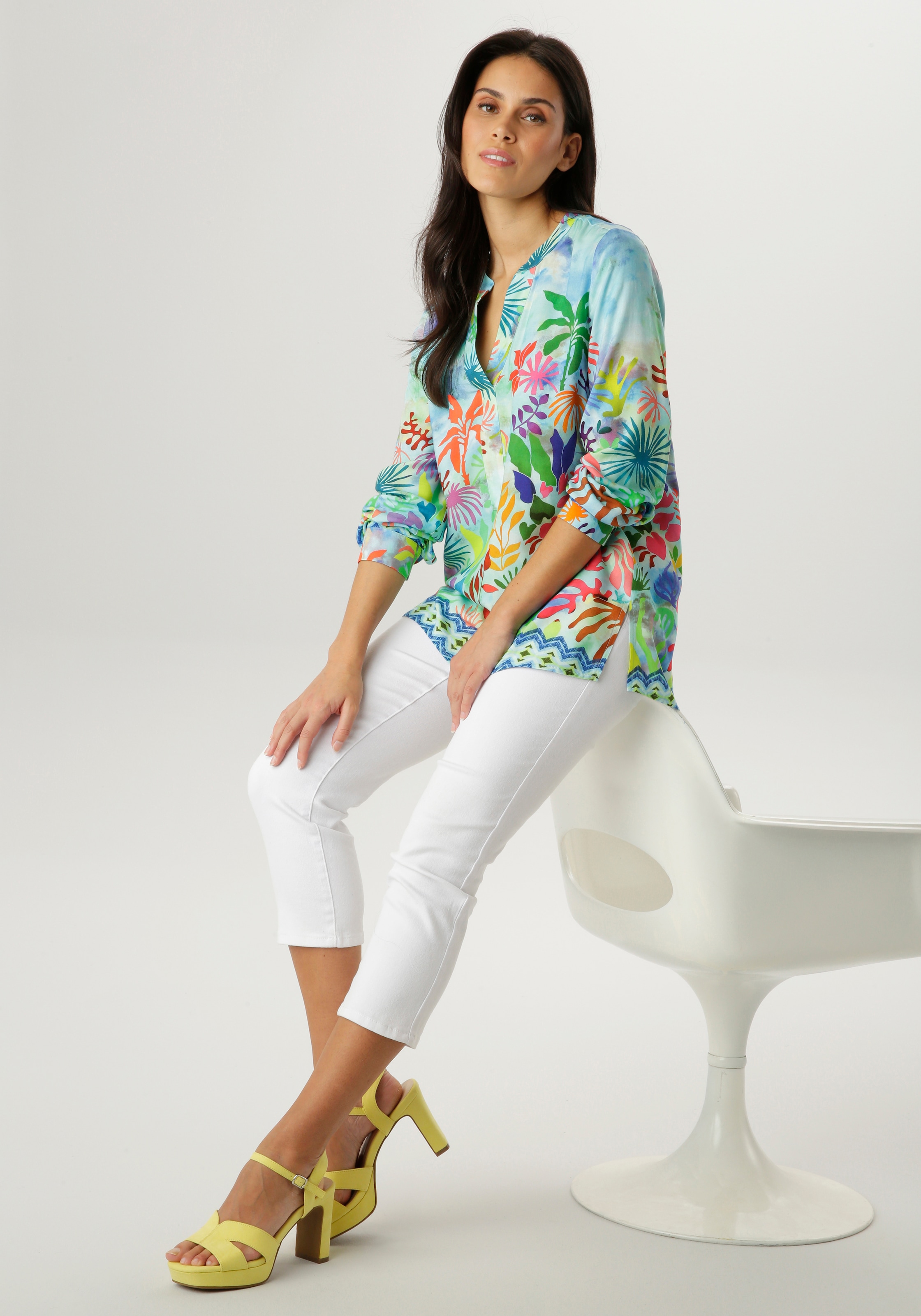 Aniston SELECTED Blouse à enfiler mit ausdrucksstarken Korallenmuster - NEUE KOLLEKTION