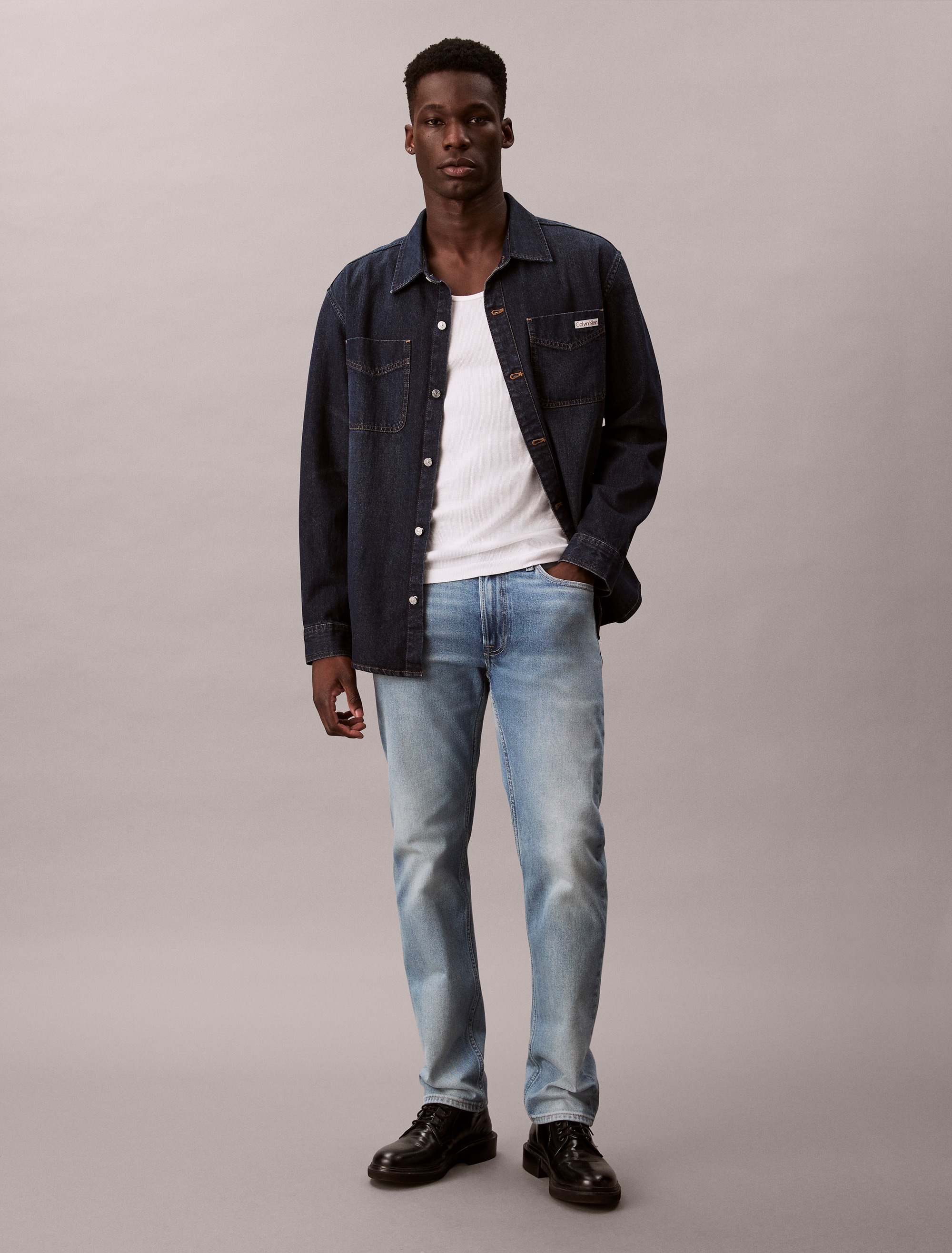 Calvin Klein Slim-fit-Jeans used washed, Slim Straight Fit, Logopatch am Bund