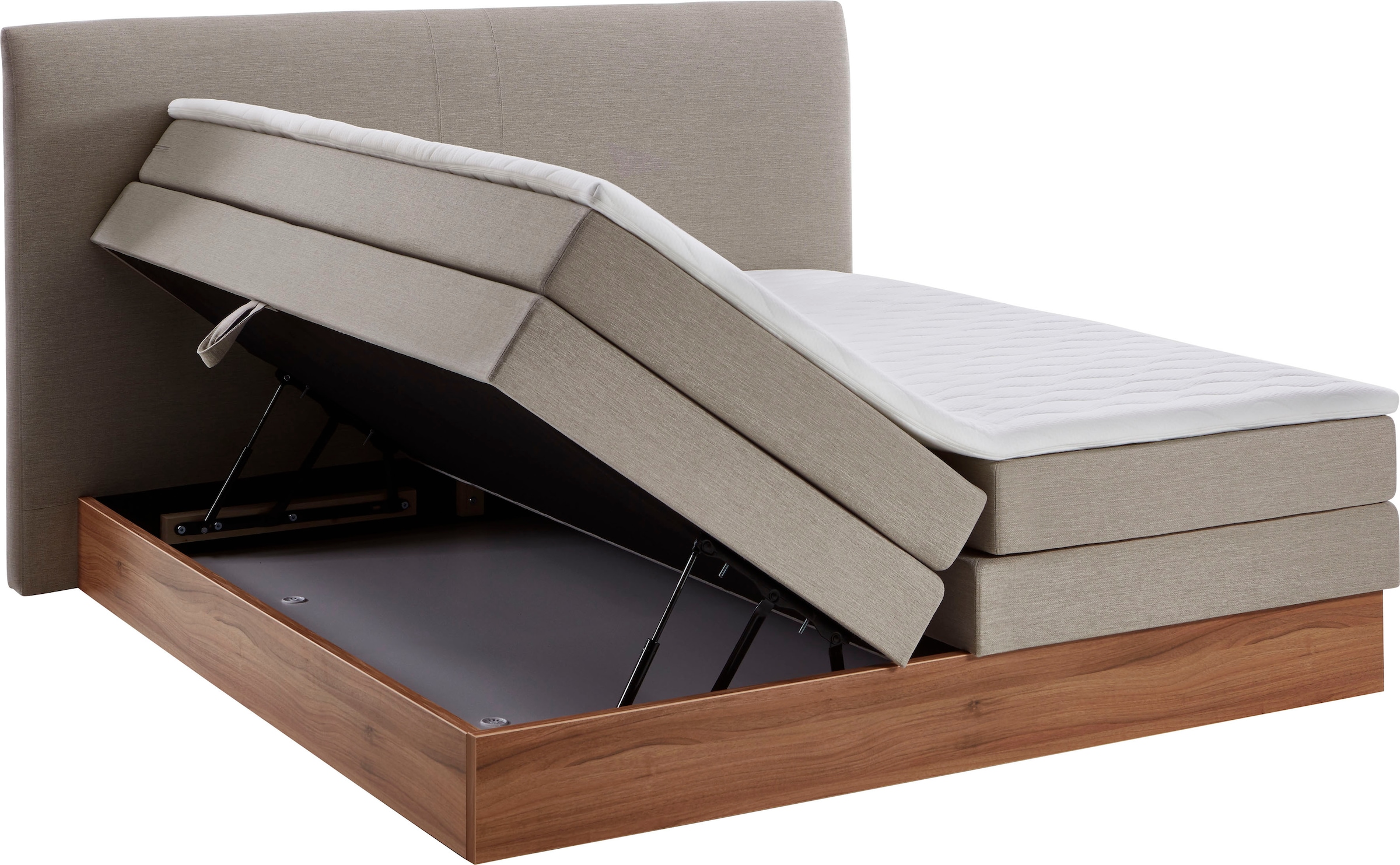 Home affaire Boxspringbett »Blomen« mit Walnuss-Dekor, mit Bettkasten, verschiedene Härtegrade, mit Topper