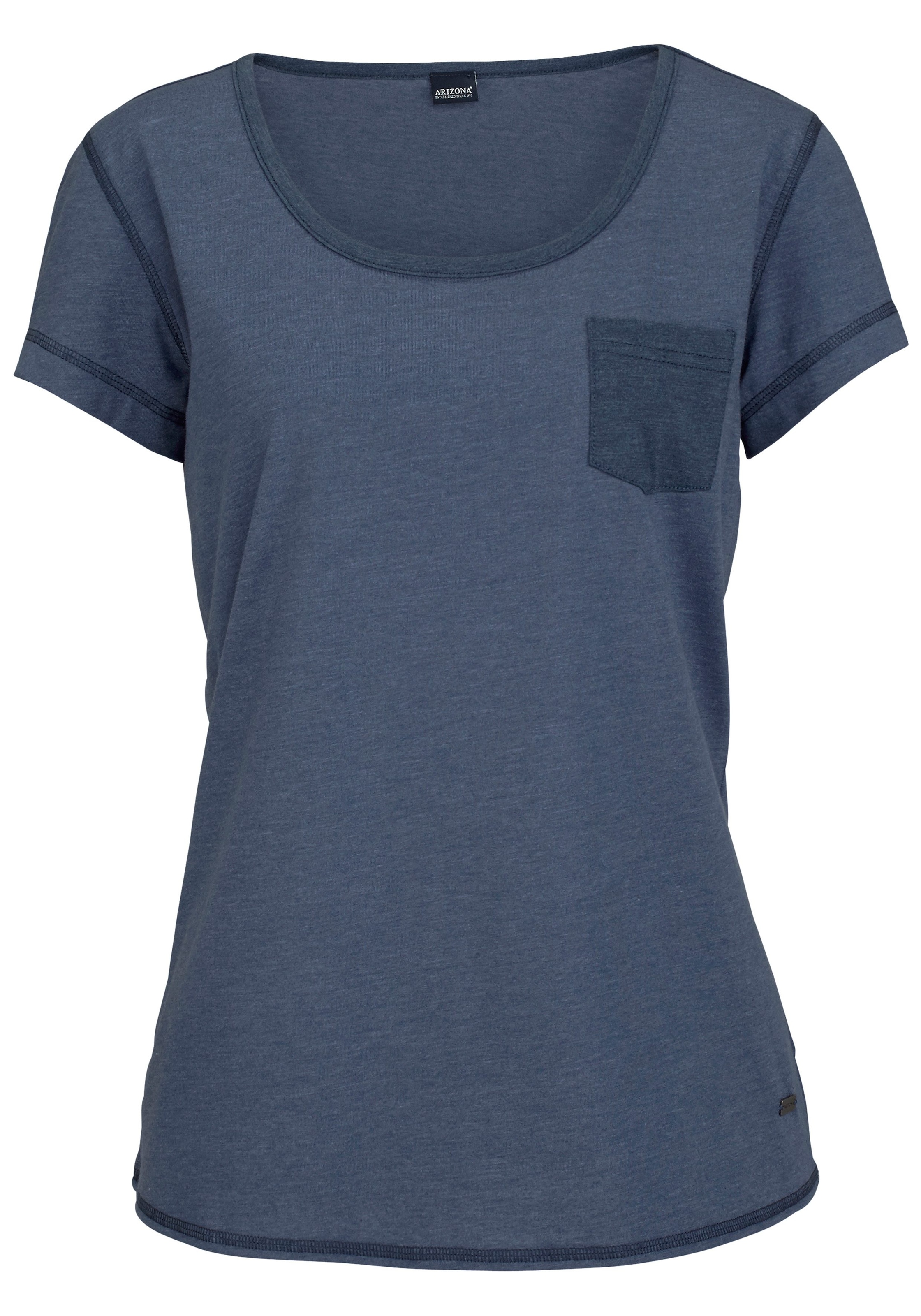 Arizona Shorty 2 cuis tlg., meliert mit Rundhalsausschnitt Brusttasche