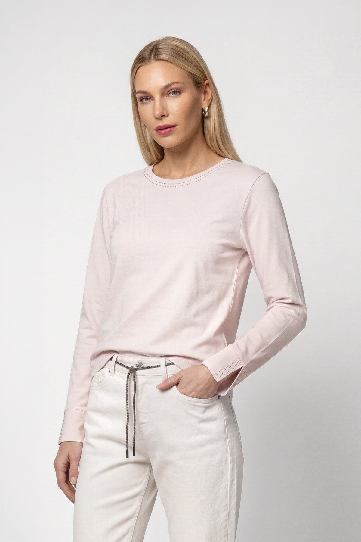 Monari Langarmshirt »Shirt Basic Schmuck« Regular fit mit Rundhalsausschnitt