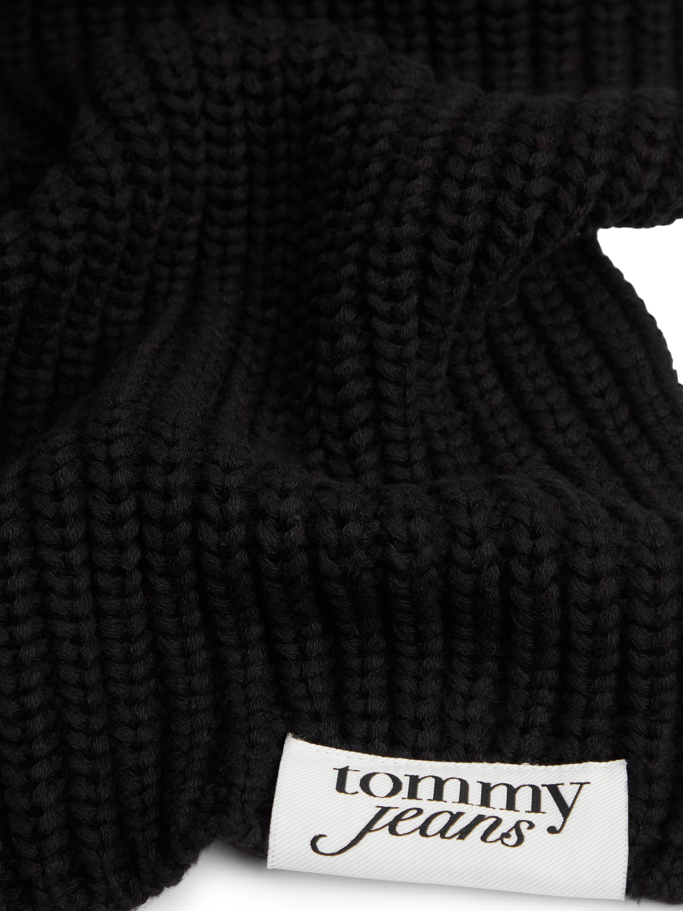 Tommy Jeans Schal »TJW SCRIPT« aus grobem Rippstrick mit Logo-Label