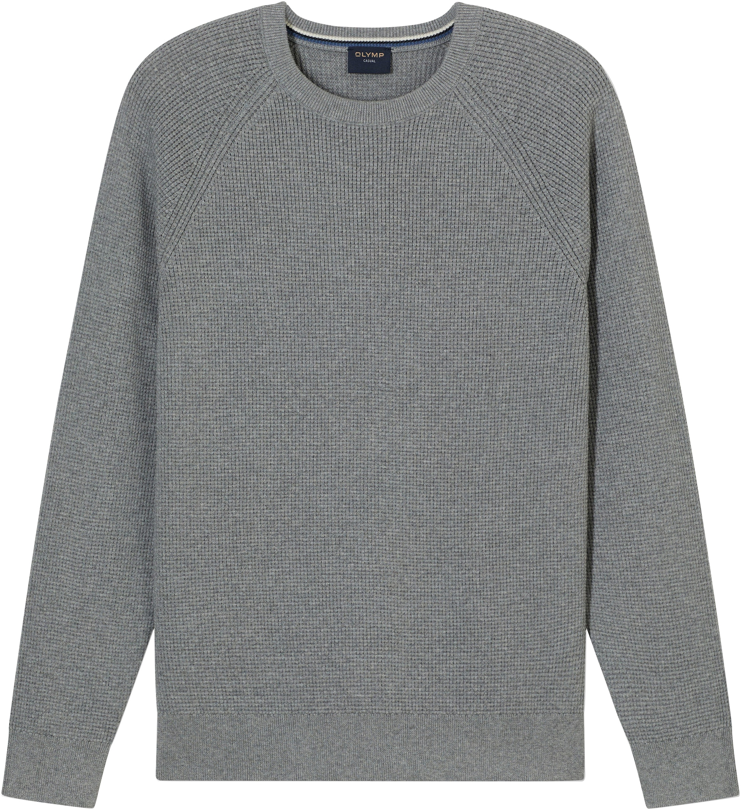 OLYMP Rundhalspullover »Waffle Structure« Rundhals, casual, unifarben, regular fit
