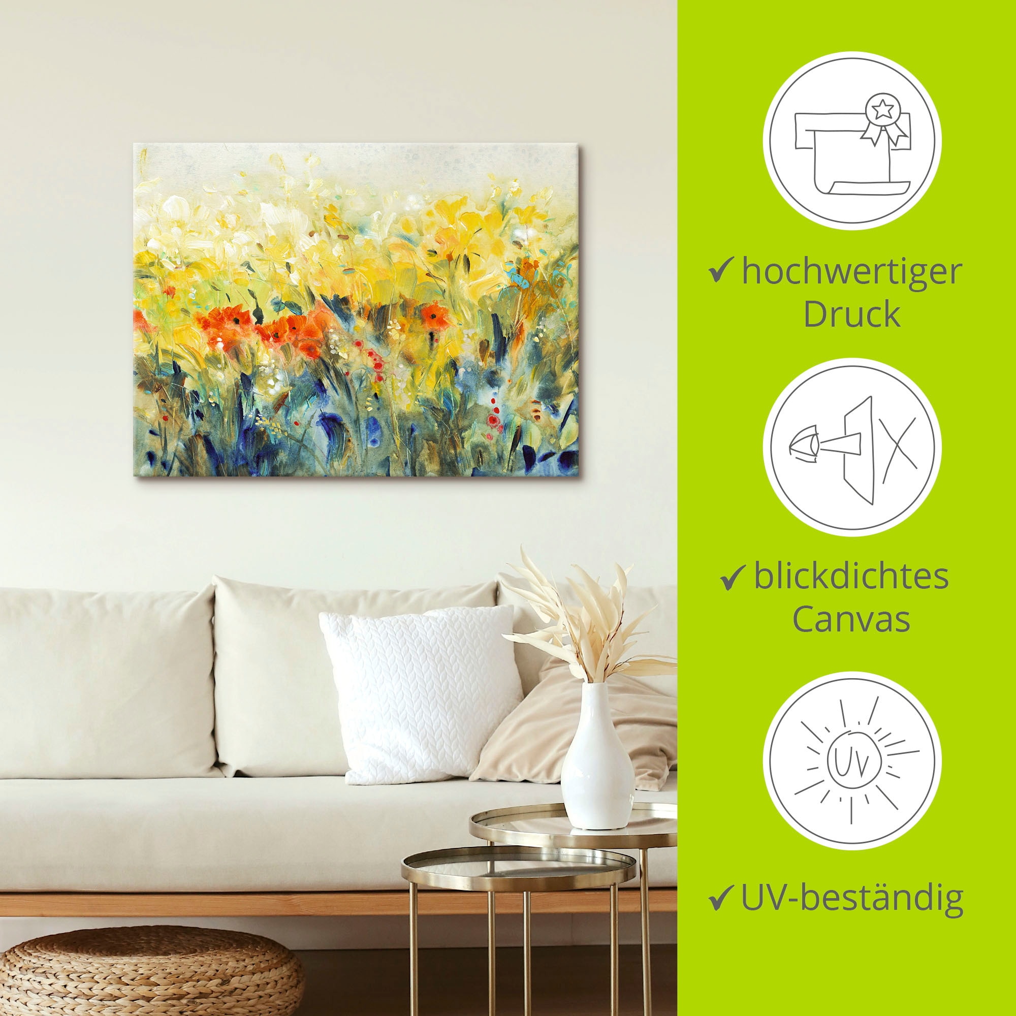 Artland Tableau sur toile »Schwingende Blumen II« 1 cuis tlg. auf Holzrahmen gespannt