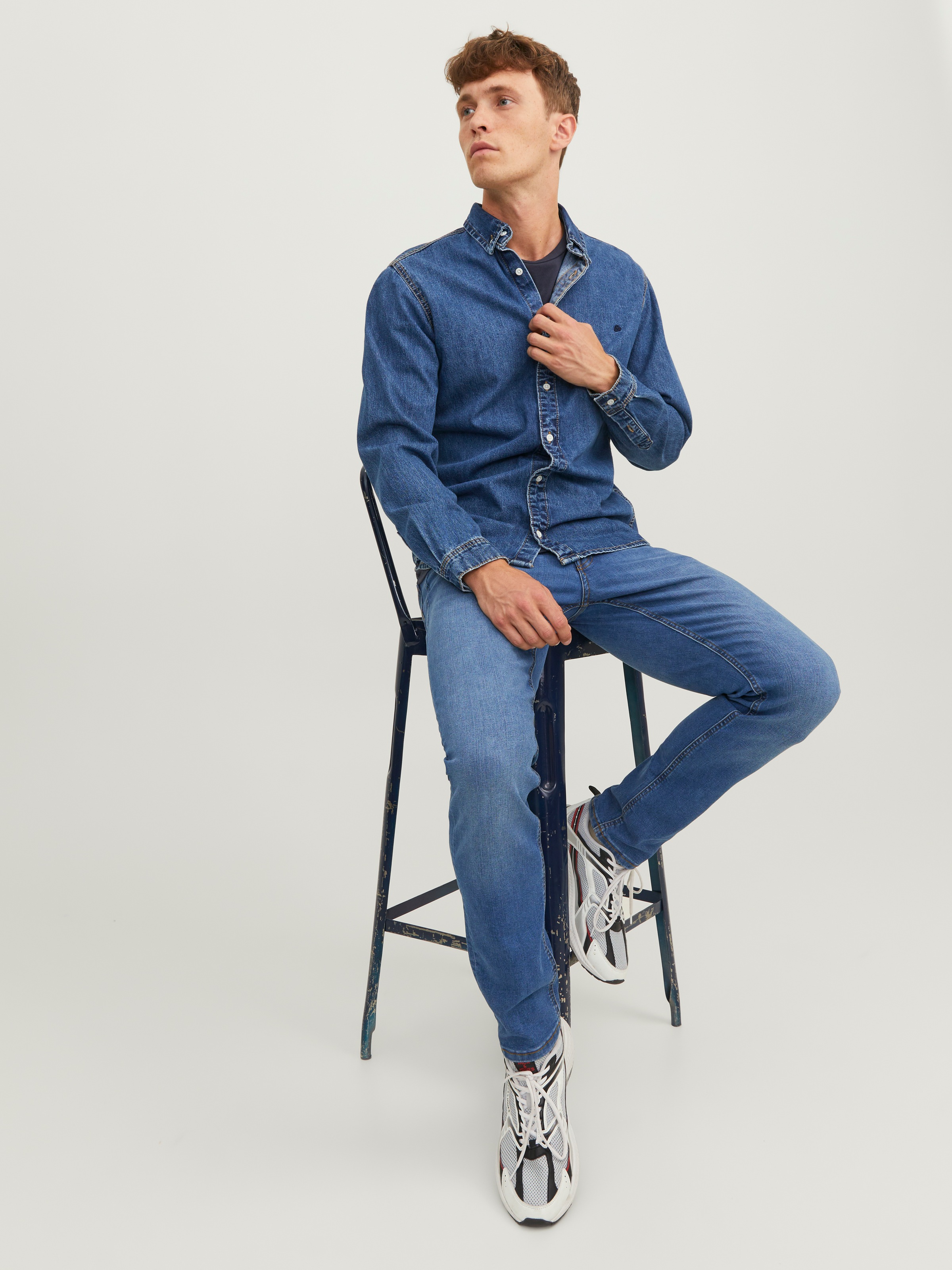 Jack & Jones Jeans slim »JJIGLENN mit Used-Look und Stretchkomfort« effets d'usure, tendance, coupe slim, mélange de coton