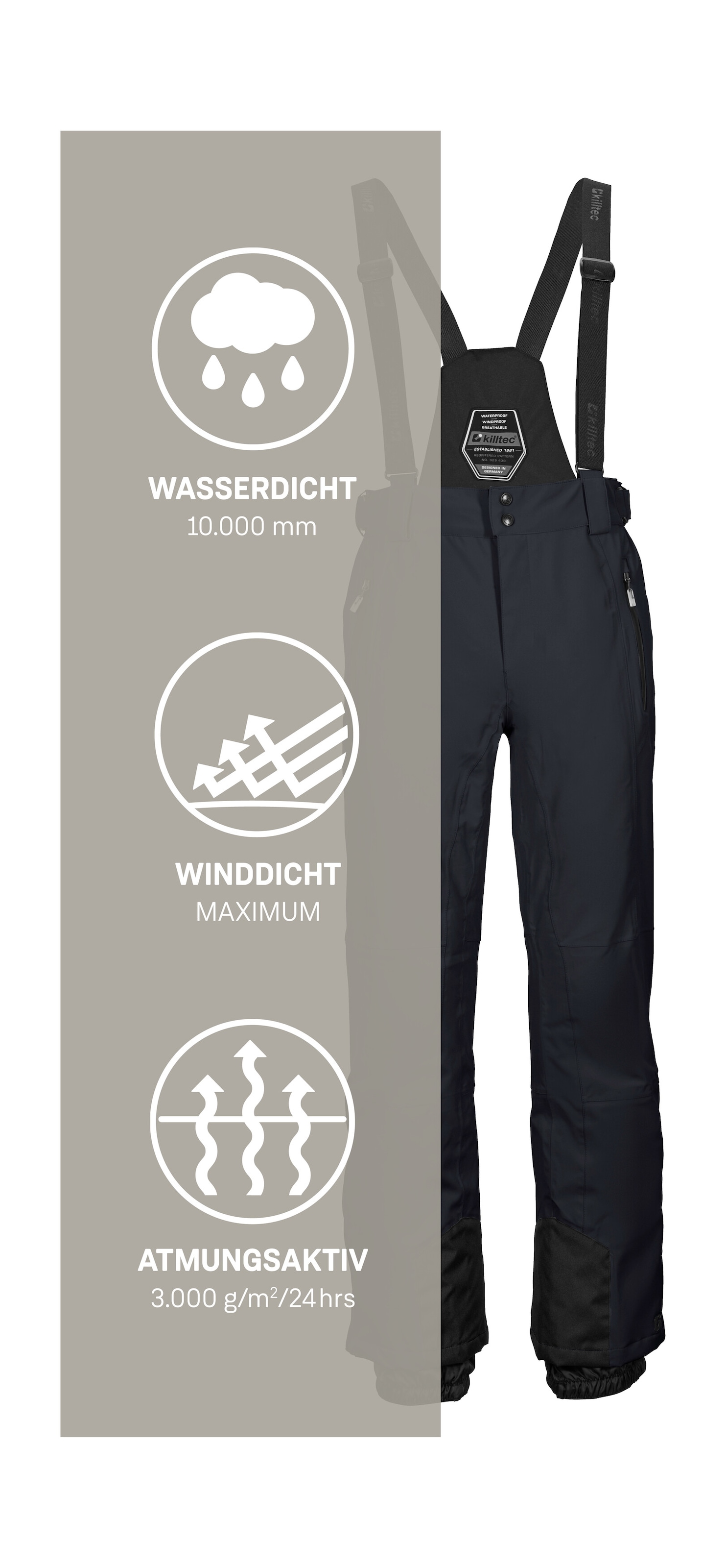 Killtec Pantalon de ski »Enosh«  Wasser- und winddicht, atmungsaktiv, verstellbare Taille, Kantenschutz