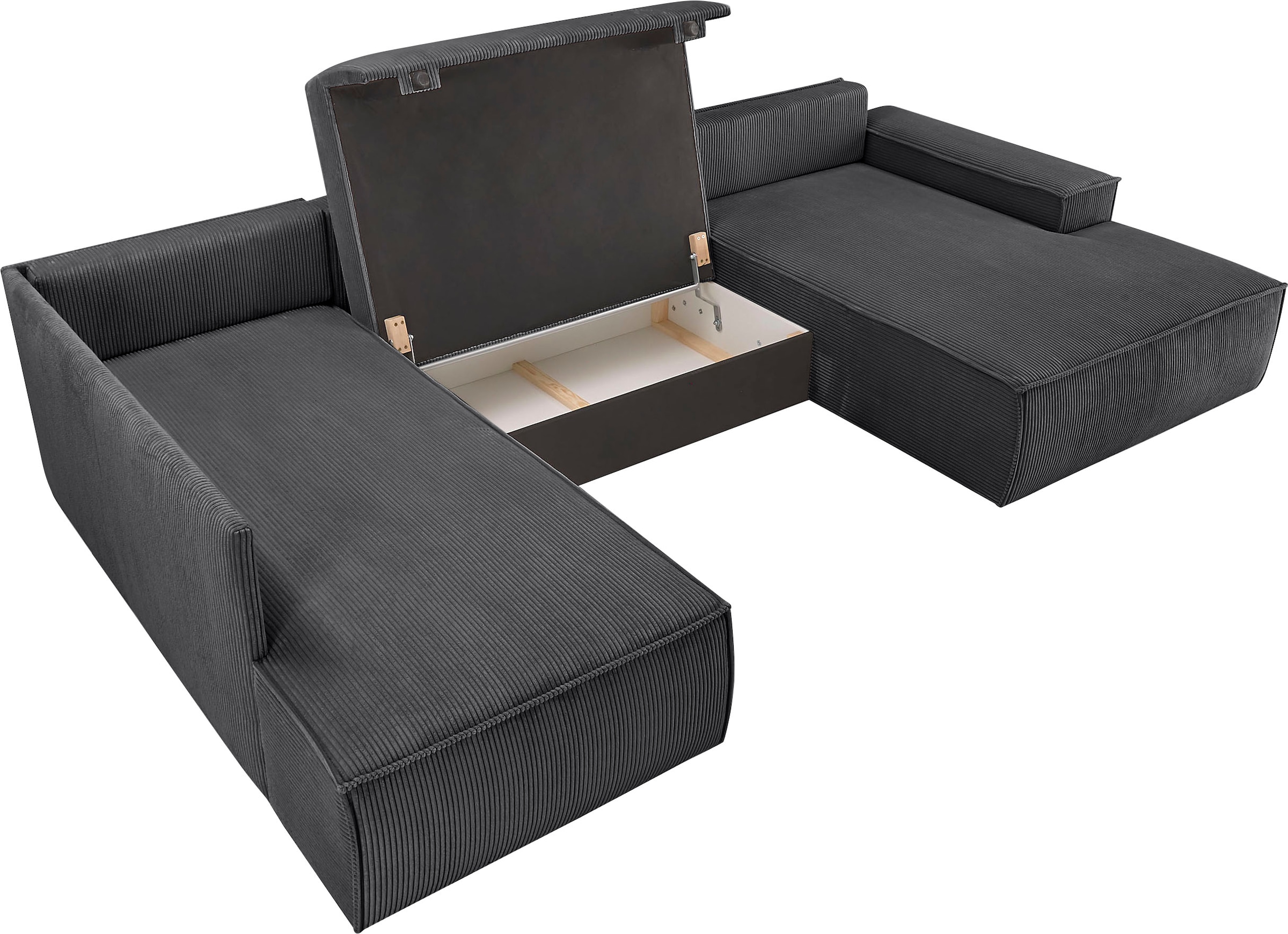 Home affaire Paysage de salon »SHERWOOD U-Form, 329 cm - OTTO. Verlässliche Qualität.« Schlaffunktion m. Bettkasten (194x139 cm), Cord, Vintage, Samtvelours