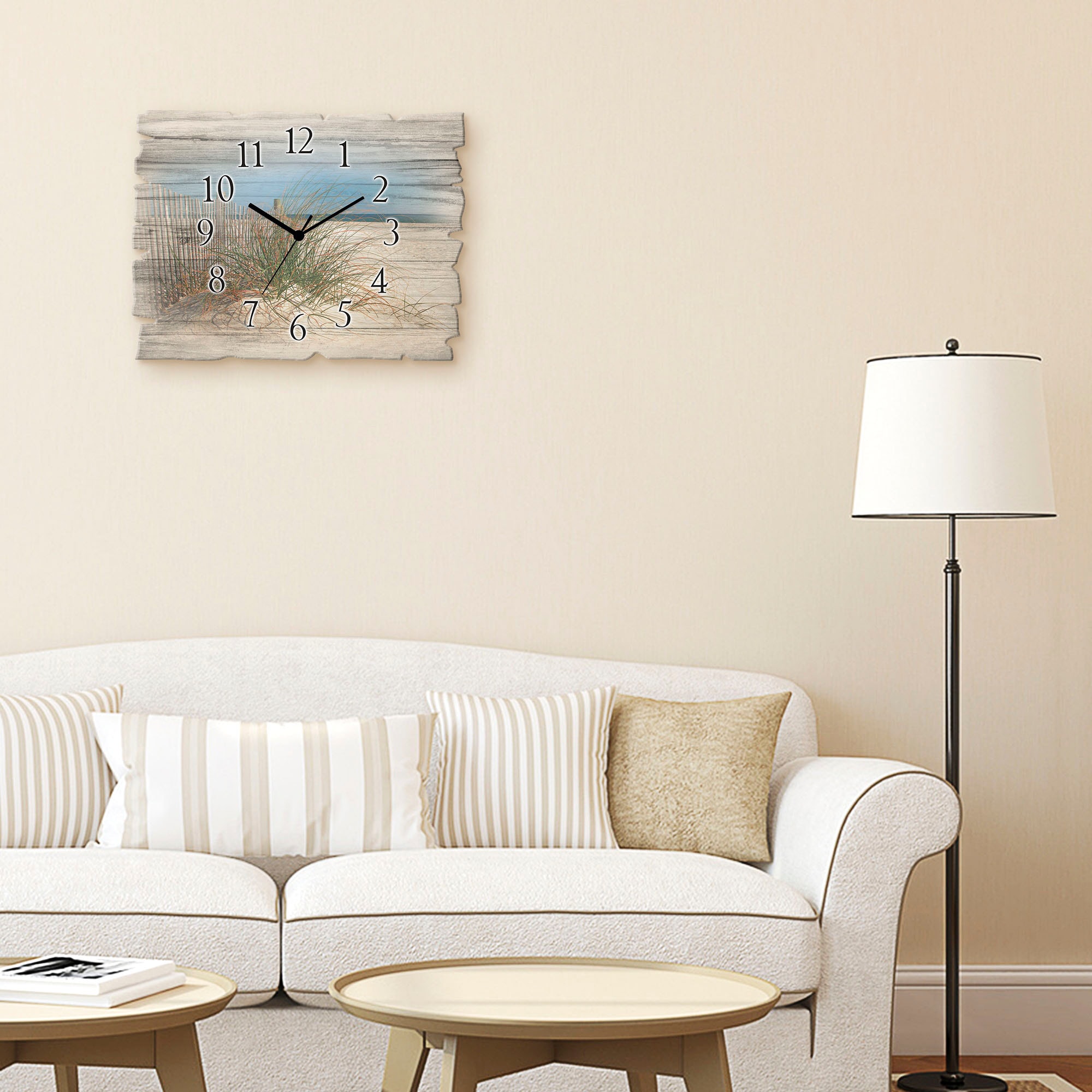 Artland Horloge murale »Schöne Sanddüne mit Gräsern und Zaun« wahlweise mit  Quarz- oder Funkuhrwerk, lautlos ohne Tickgeräusche