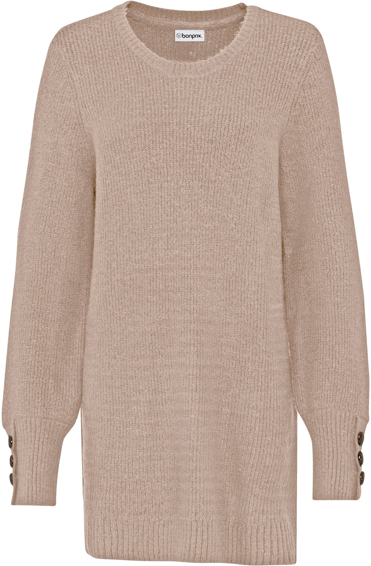 bonprix Pull long »Longpullover mit Knöpfen« avec boutons décoratifs, col rond