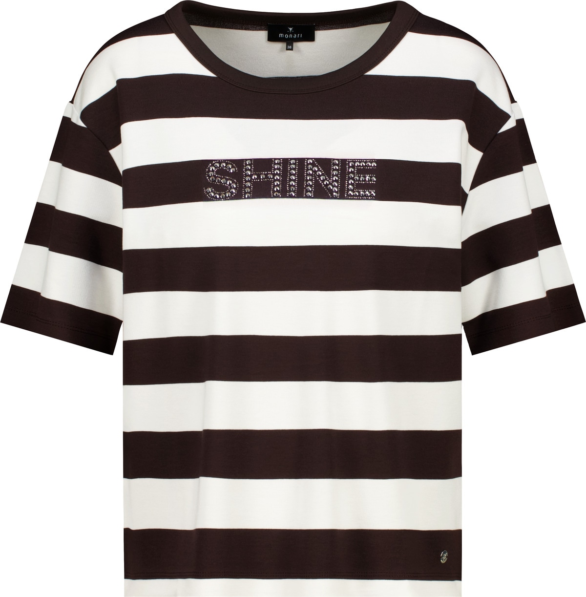 Monari Sweat-shirt »Sweatshirt Basic Ringel+Schmuck«, Regular fit mit Strasssteinen
