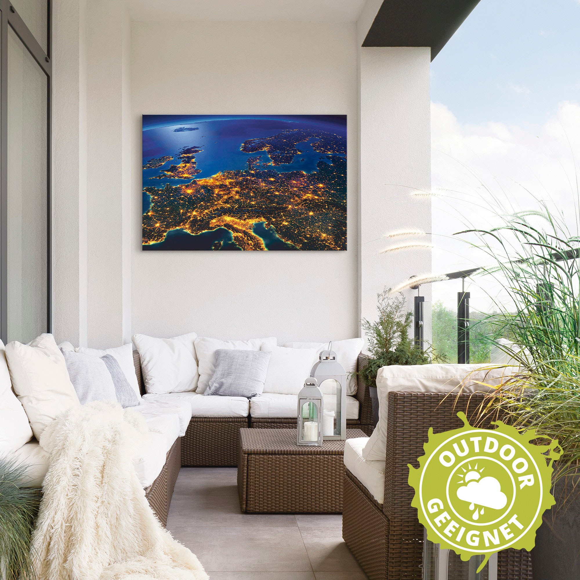 Artland Impression alu-dibond »Zentral Europa vom Weltraum« 1 cuis tlg. für Innen- und Aussenbereich geeignet, Outdoorbild