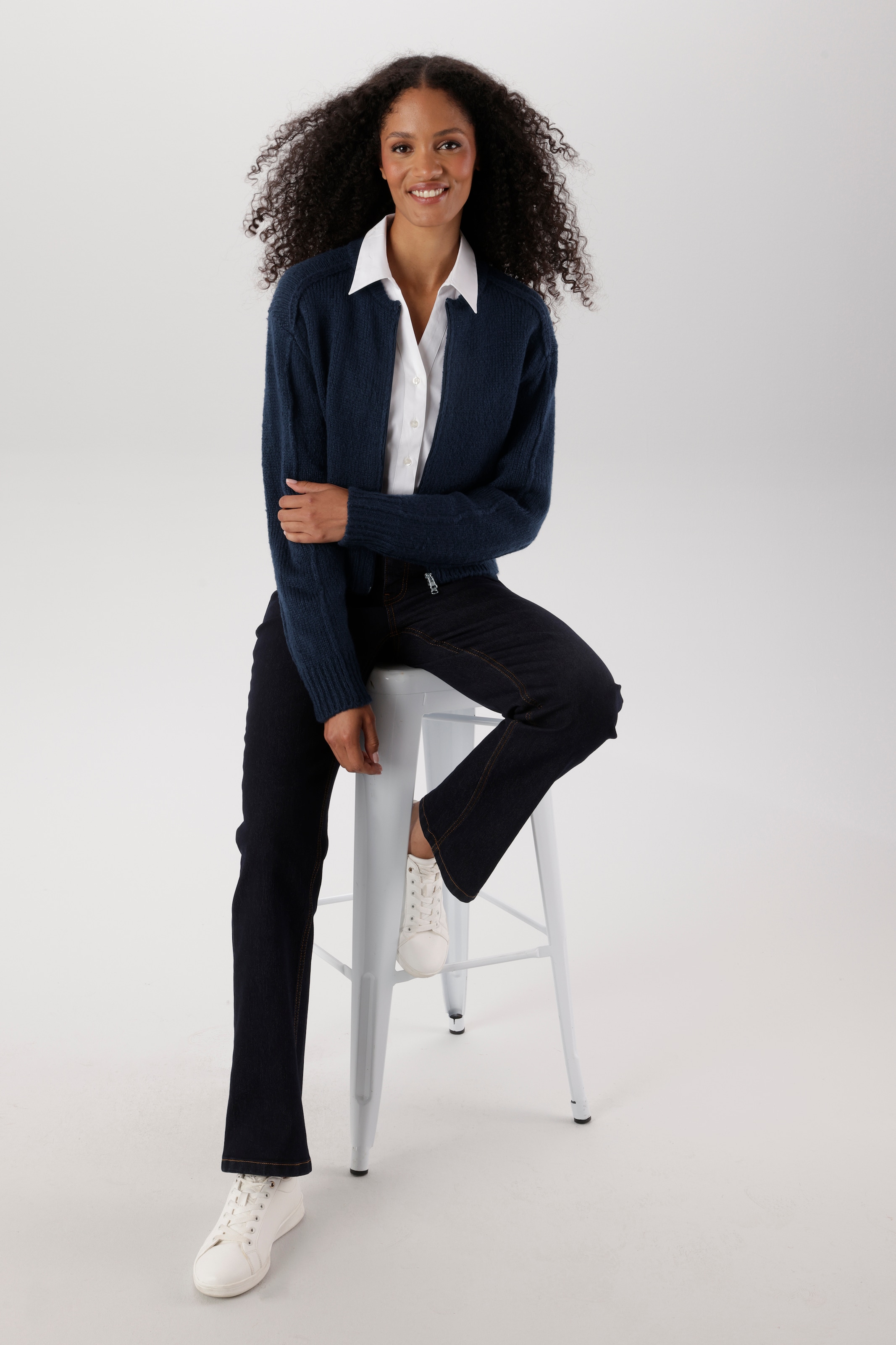 Aniston SELECTED Strickjacke Blousonform und Zwei-Wege-Reissverschluss NEUE KOLLEKTION