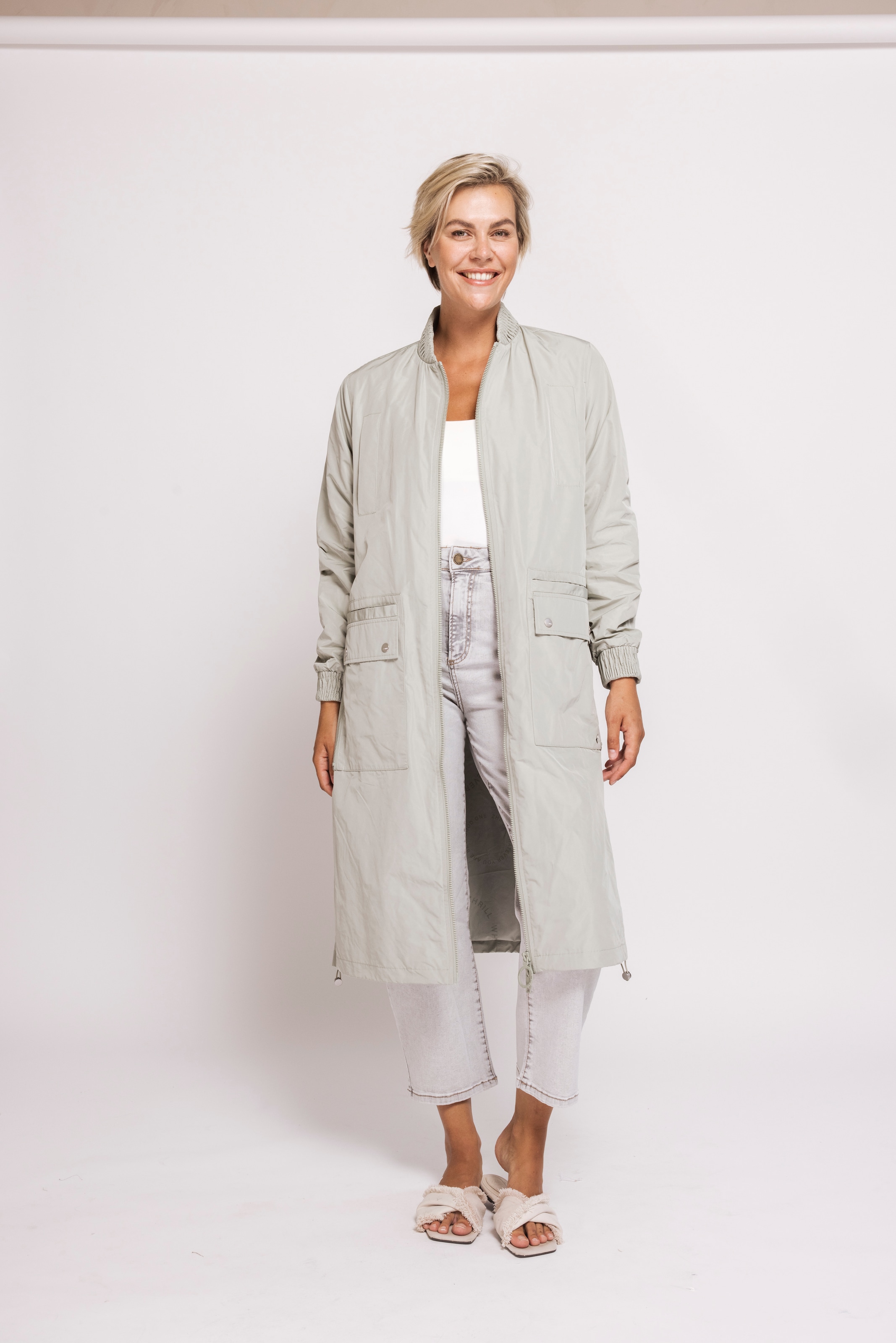 Zhrill Manteau long »PANTA« Longueur genou, fermeture éclair bidirectionnelle, col montant