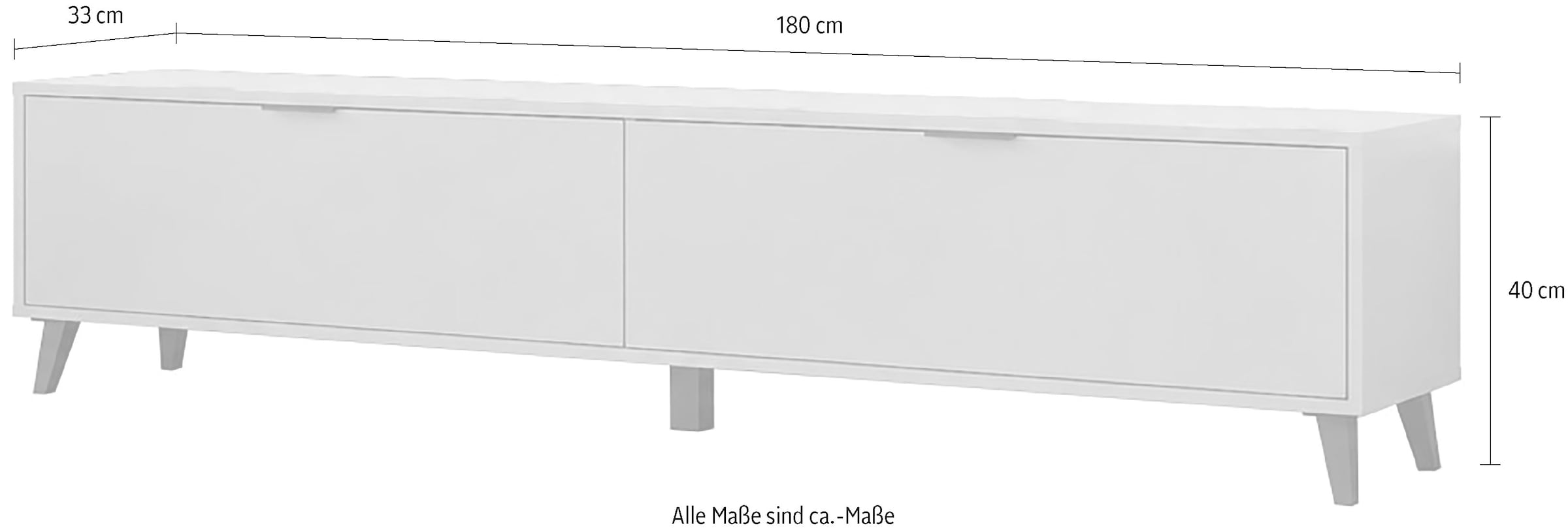 GOODproduct Lowboard »Oslo, B/H/T: 180/40/33 cm« 2 Klappen, schwarze Metallgriffe, schwarze Füsse