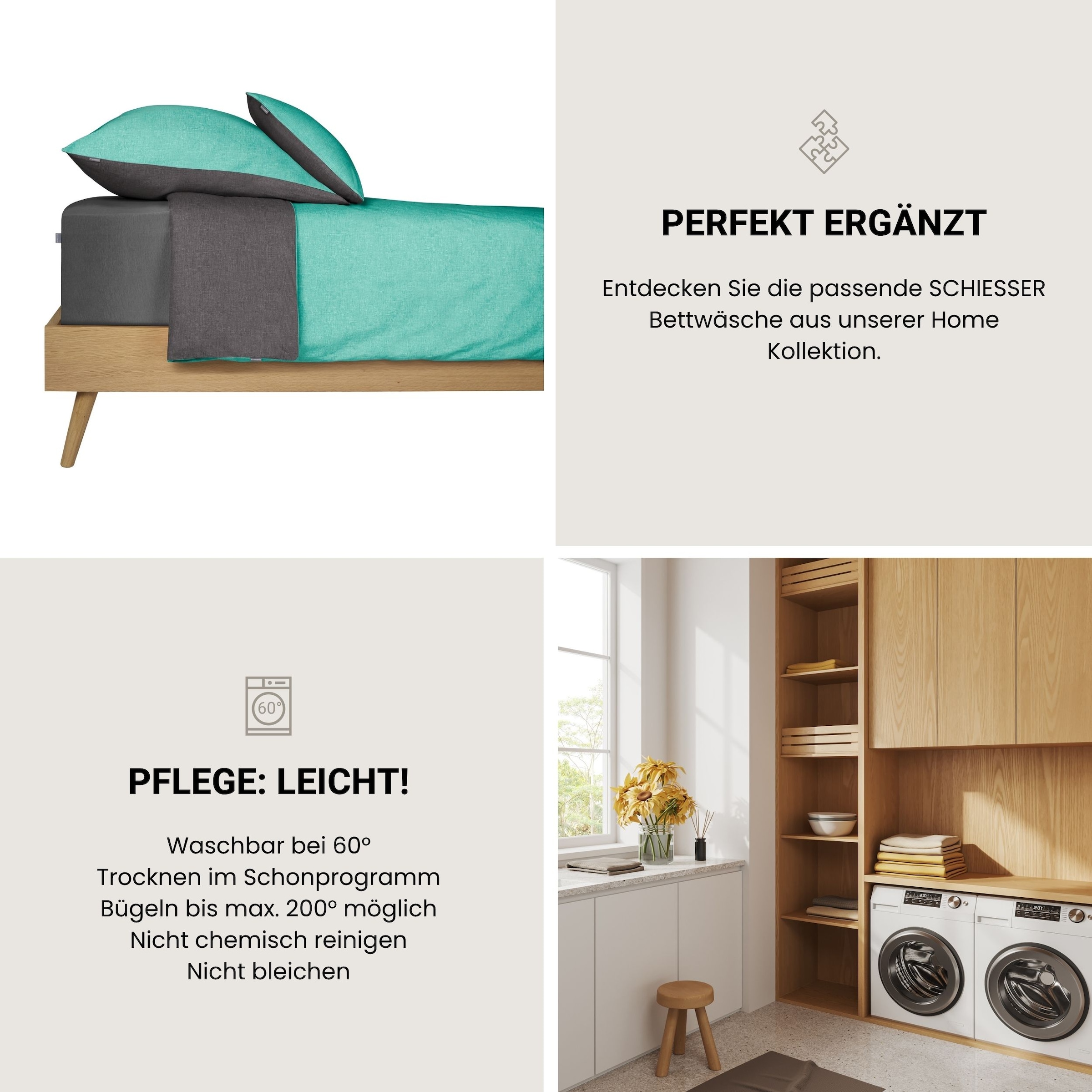 Schiesser Draps de lit »Jessi aus 100% Baumwolle« pour matelas jusqu'à 22 cm de hauteur, OEKO-TEX® MADE IN GREEN