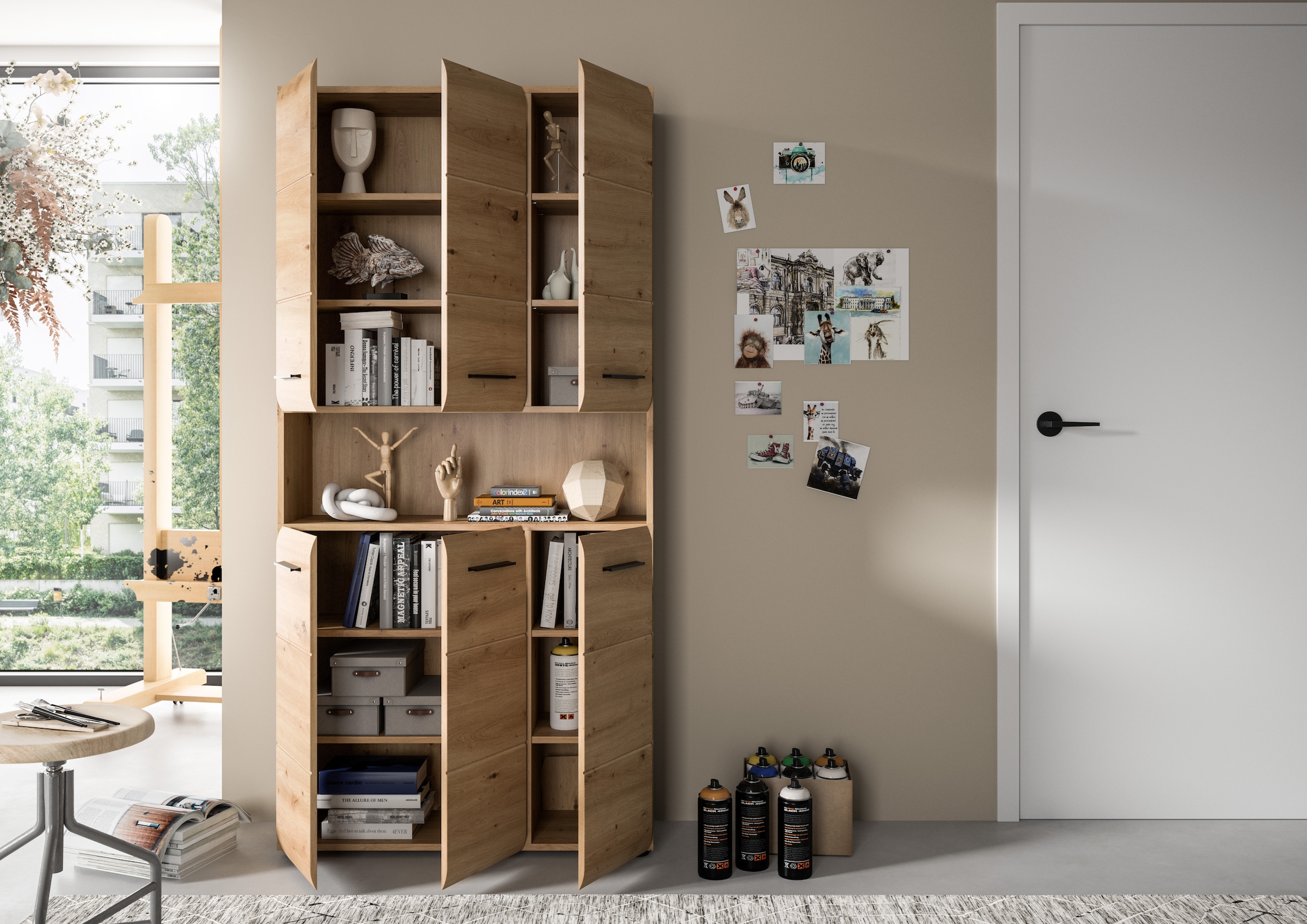 INOSIGN Armoire de rangement 1 cuis tlg. Florenz, Mehrzweckschrank Artisan Oak NB, 185 cm Höhe, Bad