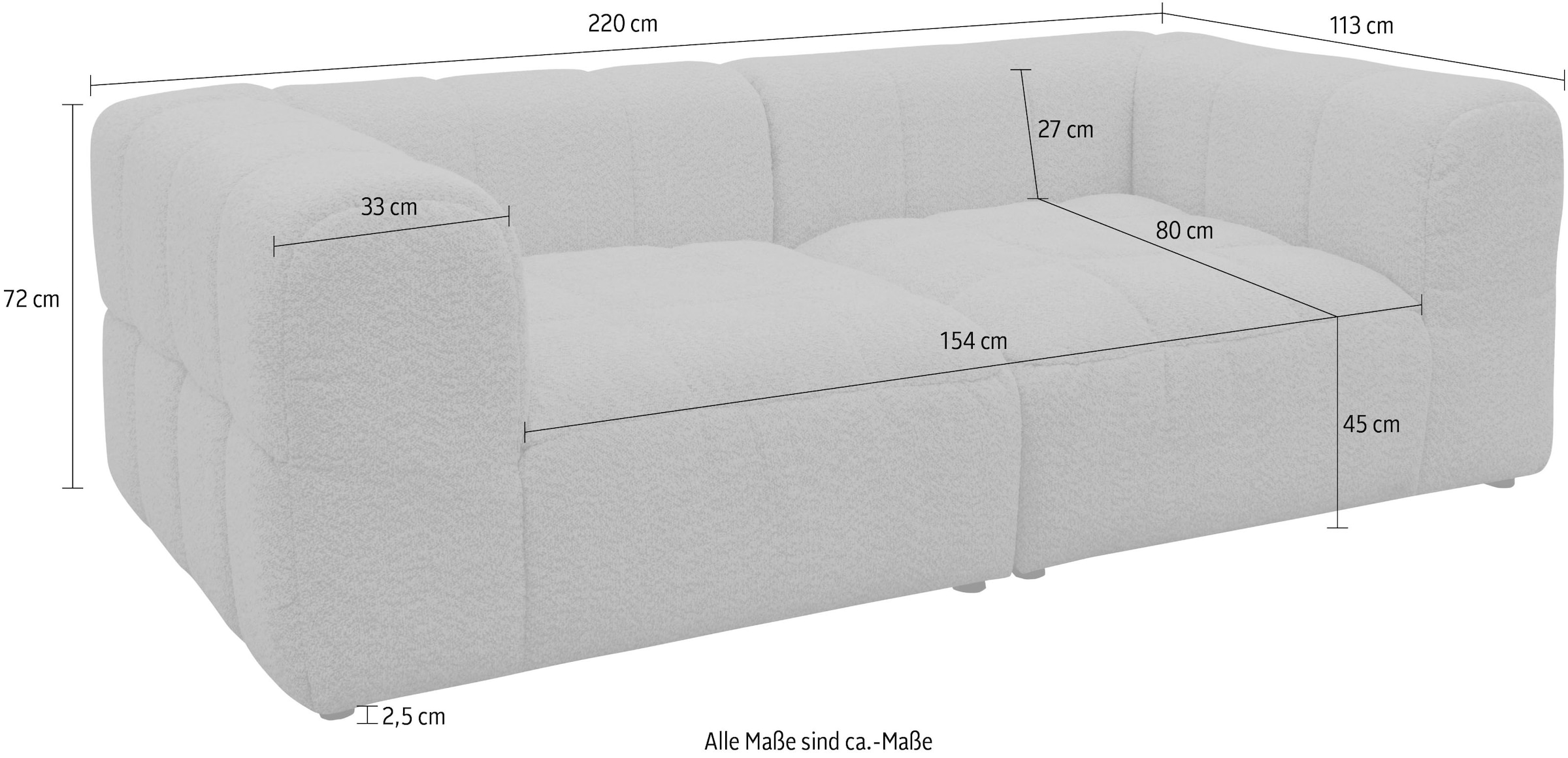 DOMO collection Big-Sofa »Ghent Megasofa in 2 Breiten, modern« Mit Taschenfederkern und Kassettensteppung