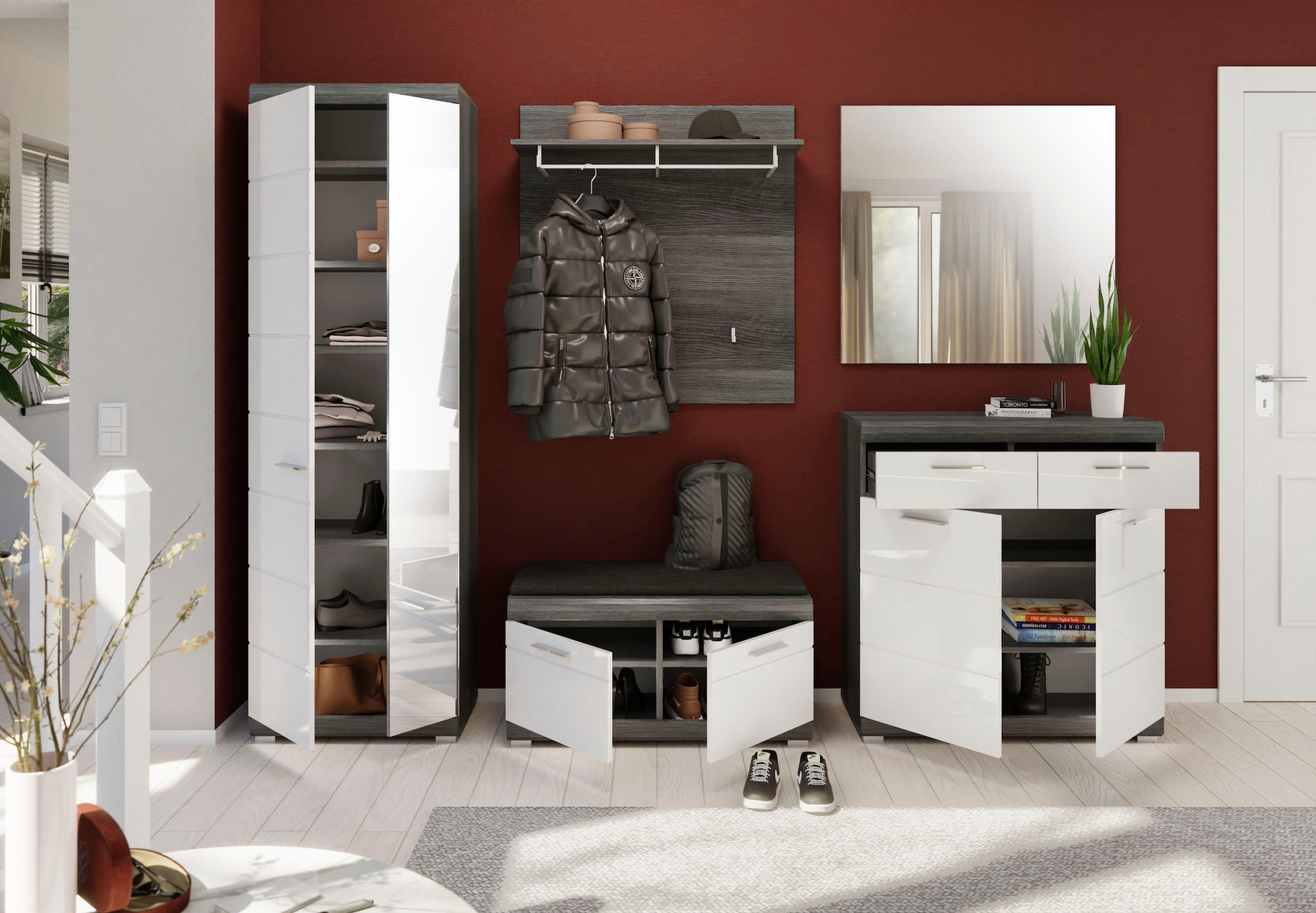 INOSIGN Panneau de vestiaire »SIENA, Breite 90 cm, 3 Haken, 1 Kleiderstange, 1 Ablageboden« 1 cuis tlg. Paneel , Wandbpaneel, Garderobe, Wandgarderobe